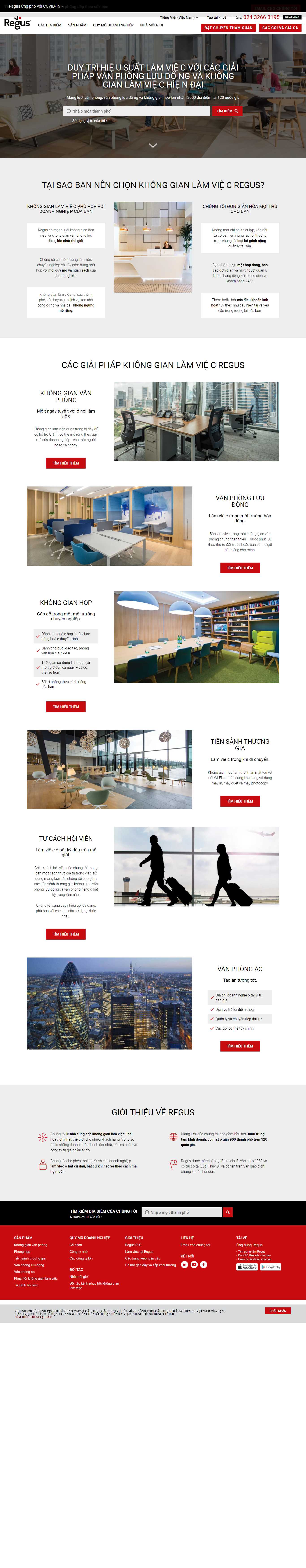 Thiết kế Web văn phòng ảo regus.com.vn