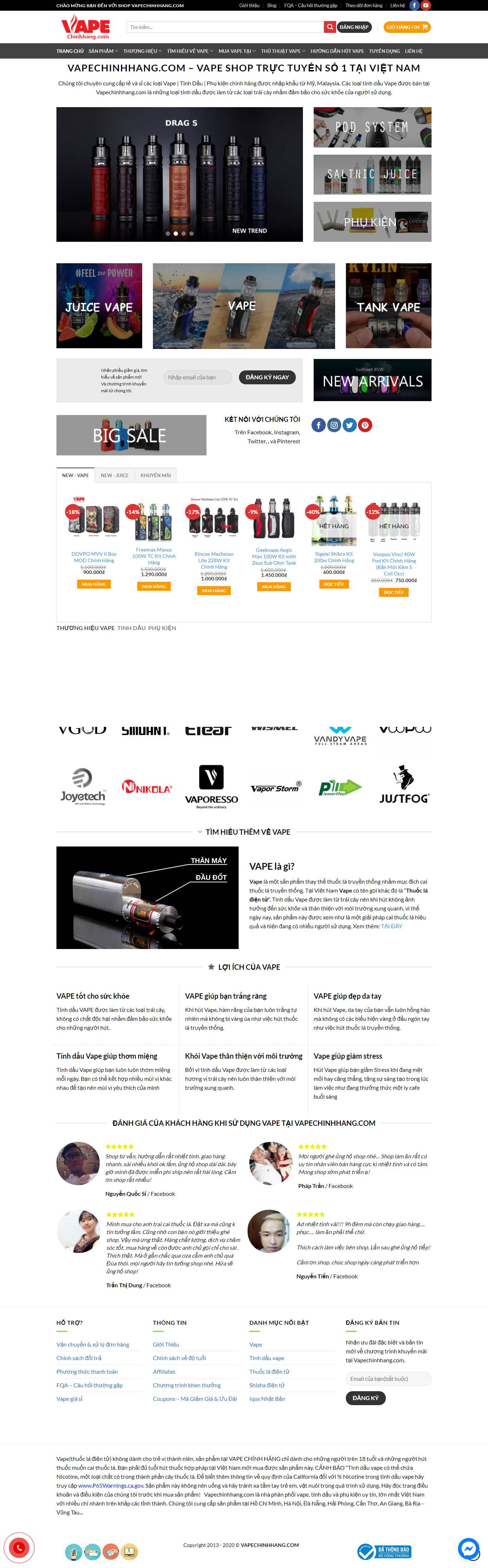 Thiết kế Web thuốc lá điện tử vapechinhhang.com