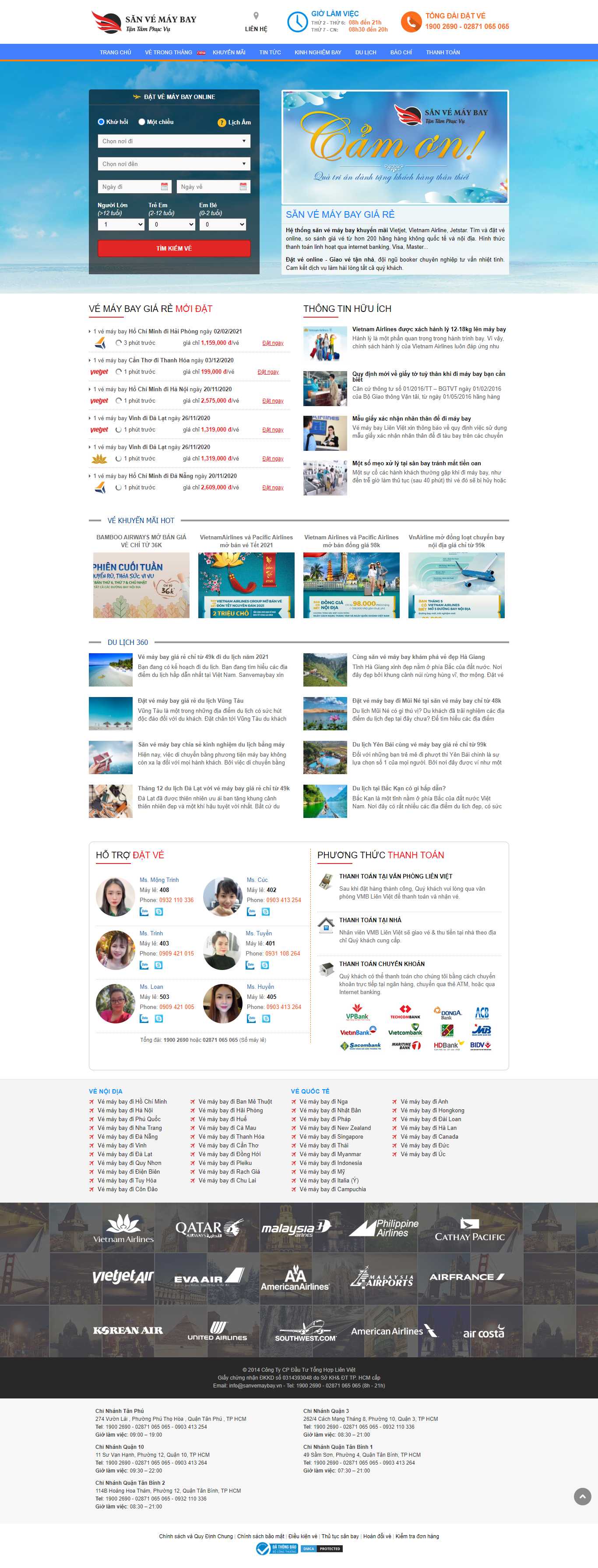 Thiết kế Web vé máy bay sanvemaybay.vn