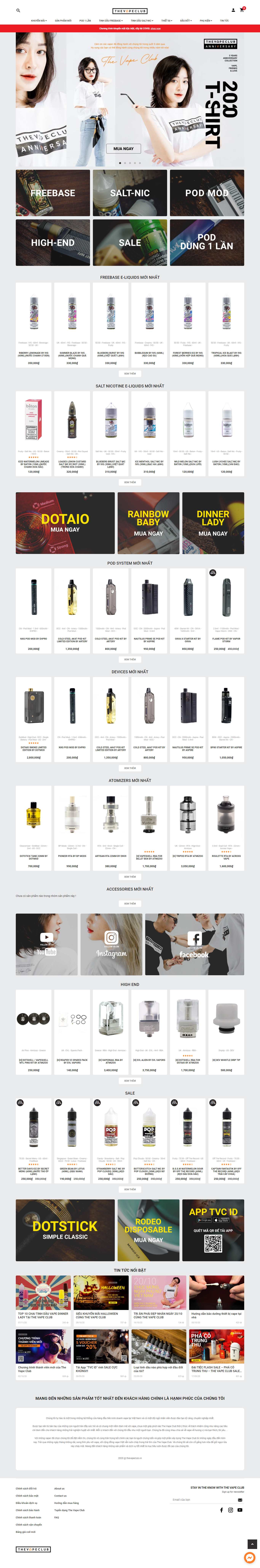 Thiết kế Web thuốc lá điện tử thevapeclub.vn