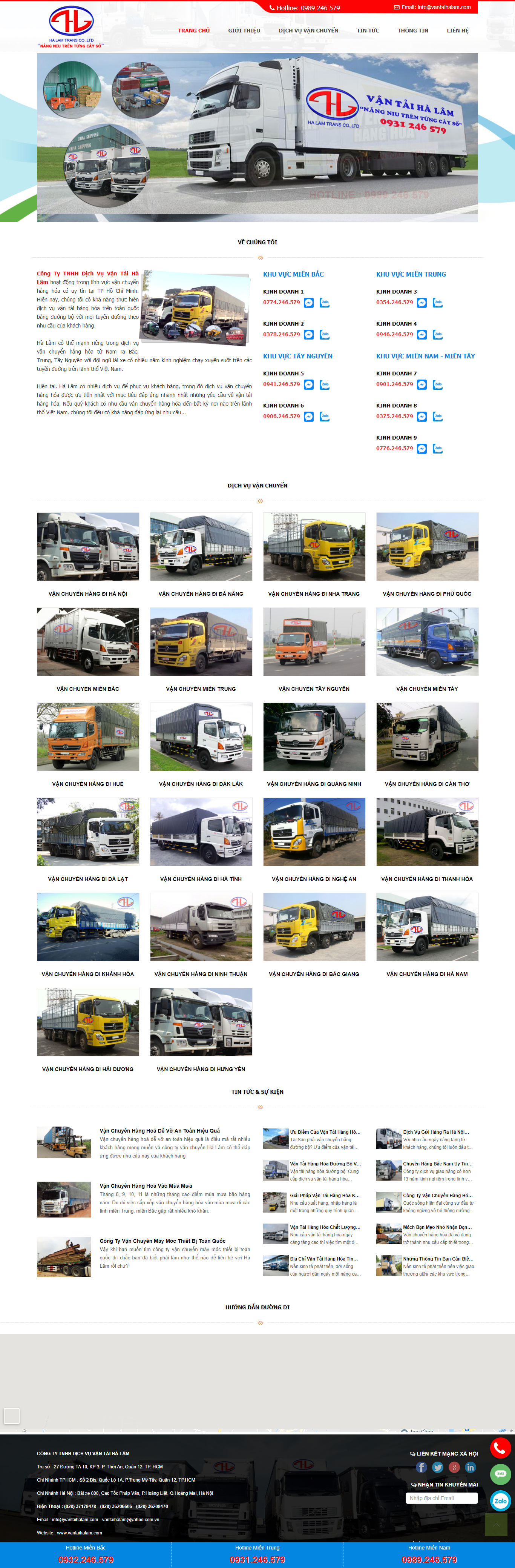 Thiết kế Web vận chuyển hàng hóa vantaihalam.com
