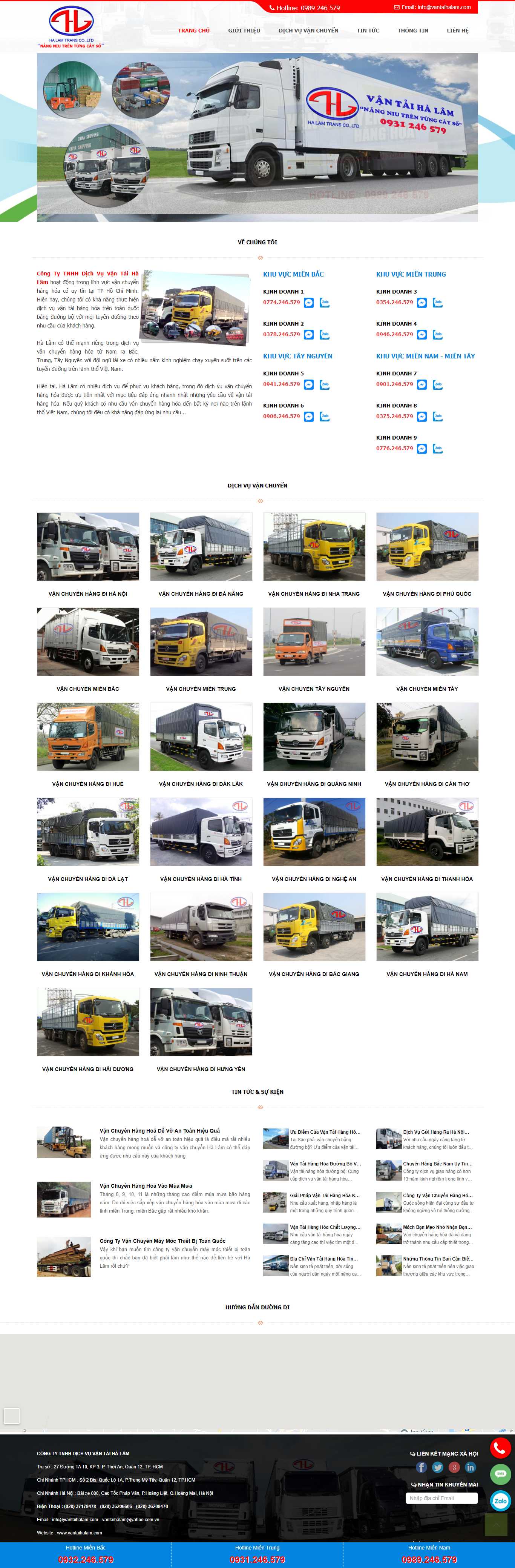 Thiết kế Web vận chuyển hàng hóa vanchuyenhanoi247.com