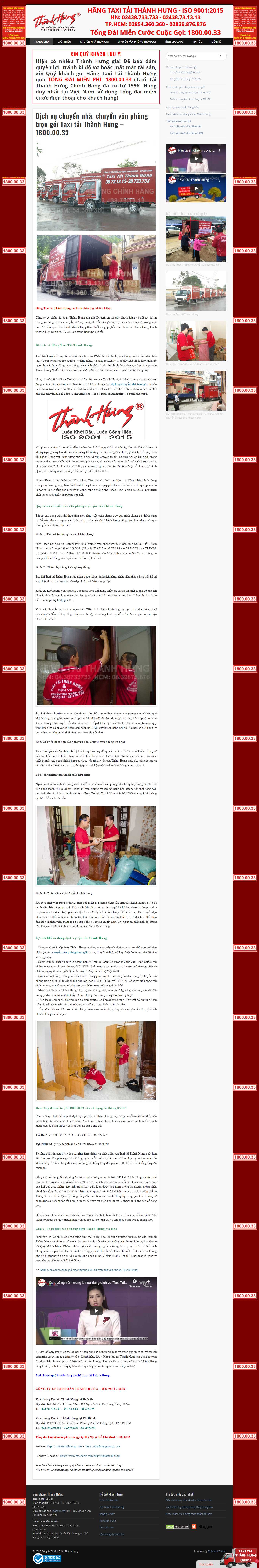 Thiết kế Web vận chuyển hàng hóa taxitaithanhhung.com