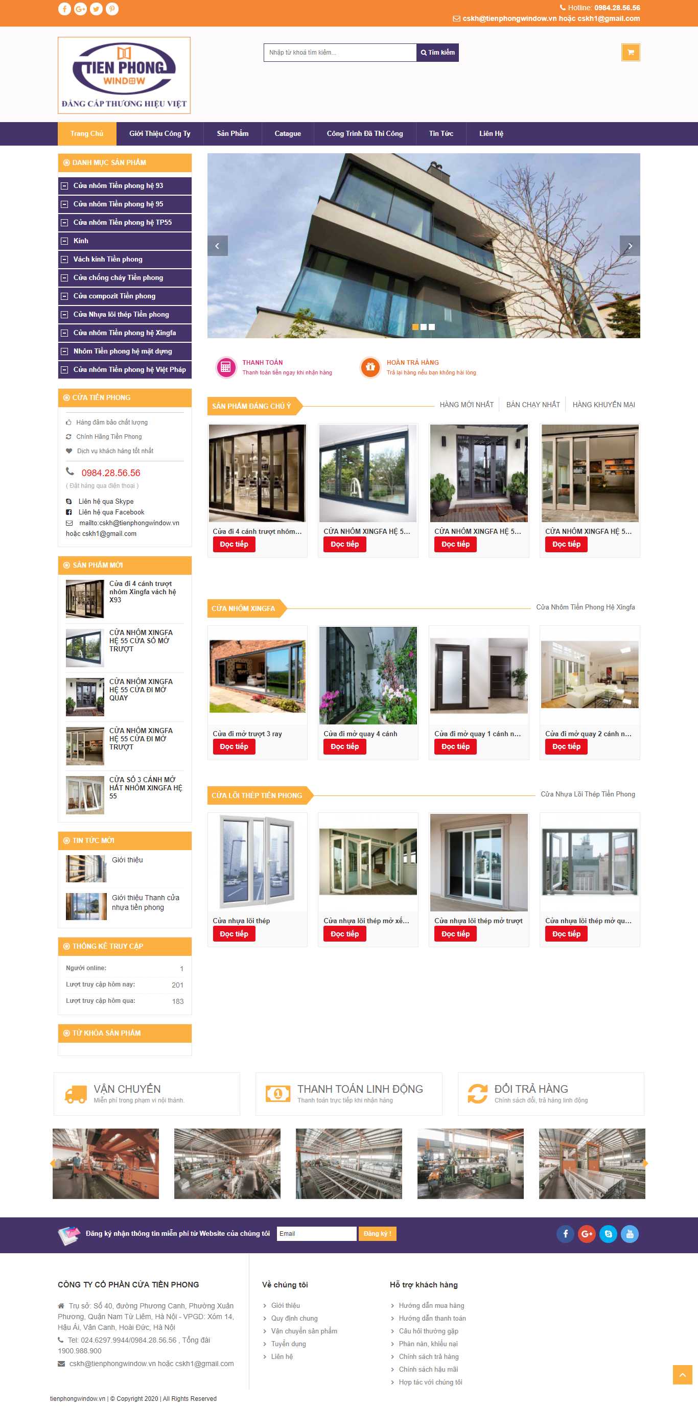 Thiết kế Web vách ngăn cửa sở tienphongwindow.vn