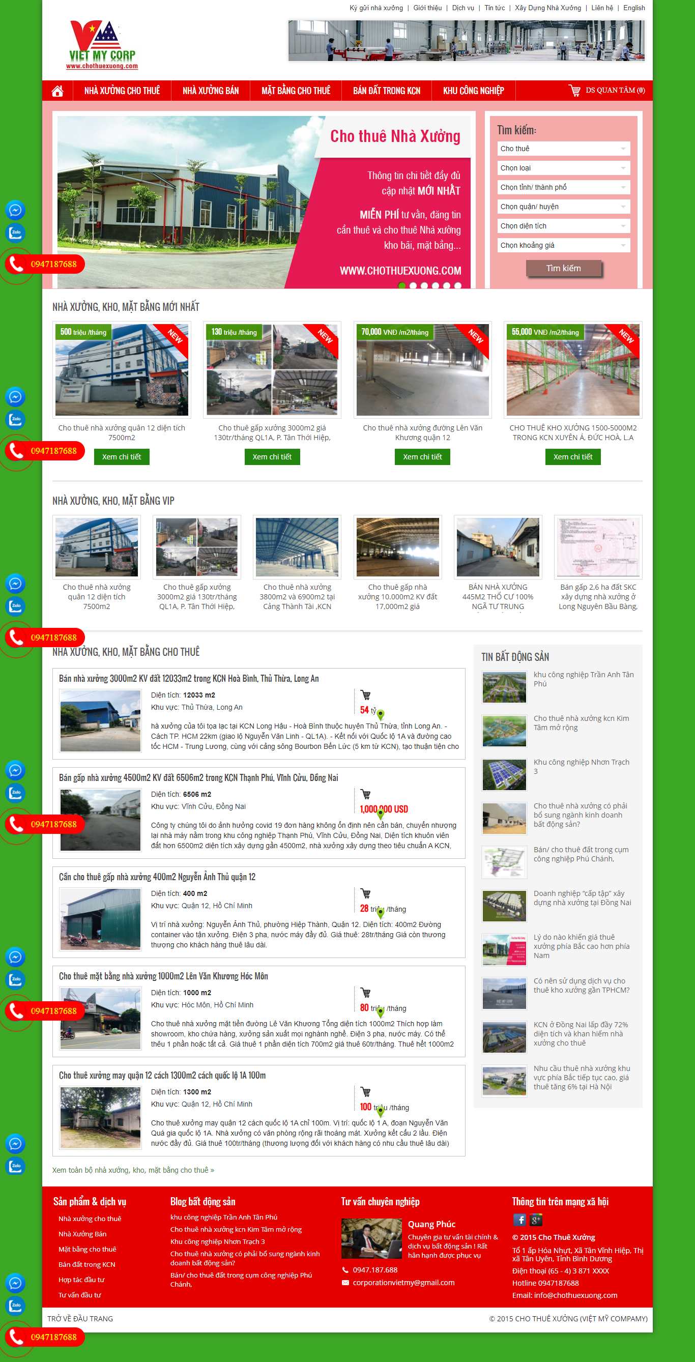 Thiết kế Web thuê nhà xưởng chothuexuong.com
