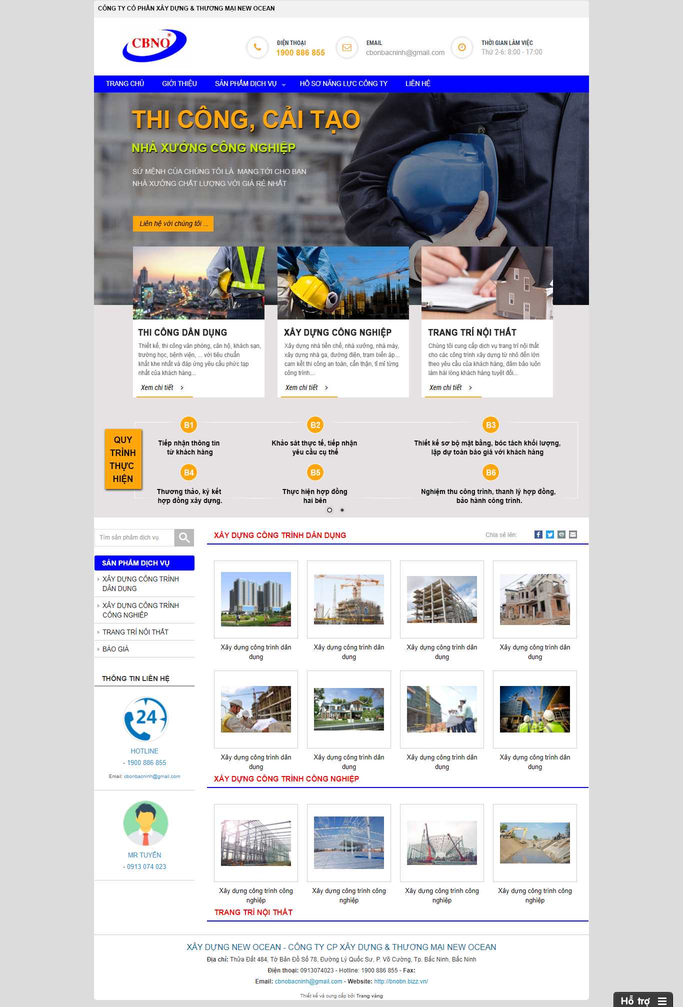 Thiết kế Web thuê nhà xưởng bnobn.bizz.vn
