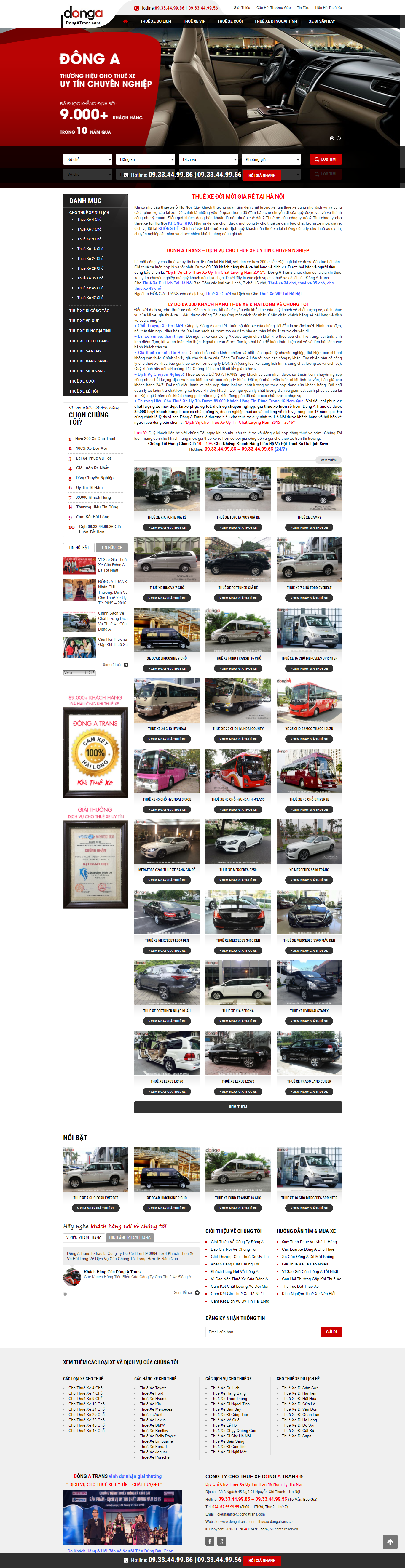 Thiết kế Web thuê xe du lịch thuexe.dongatrans.com