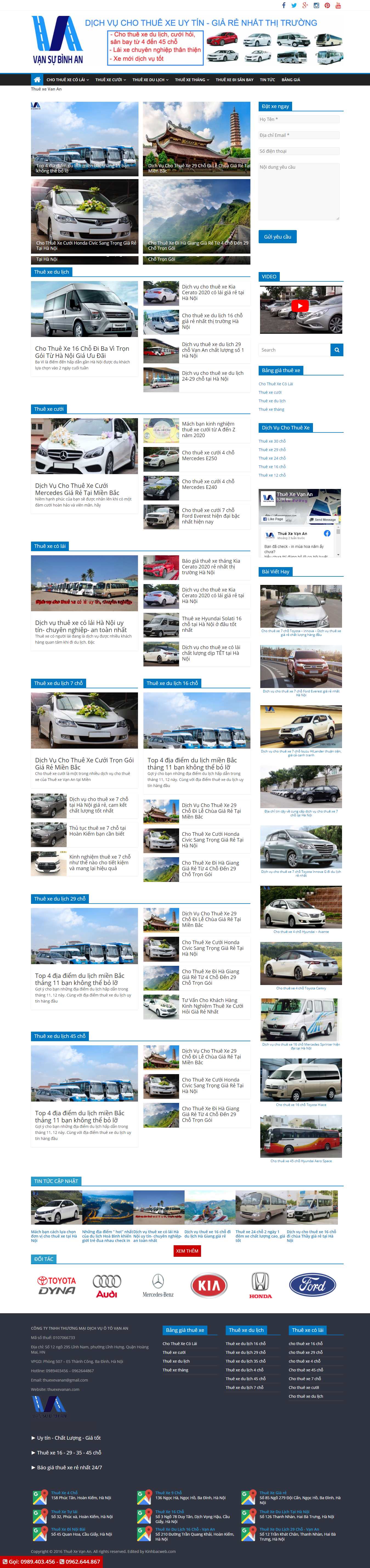 Thiết kế Web thuê xe du lịch thuexevanan.com