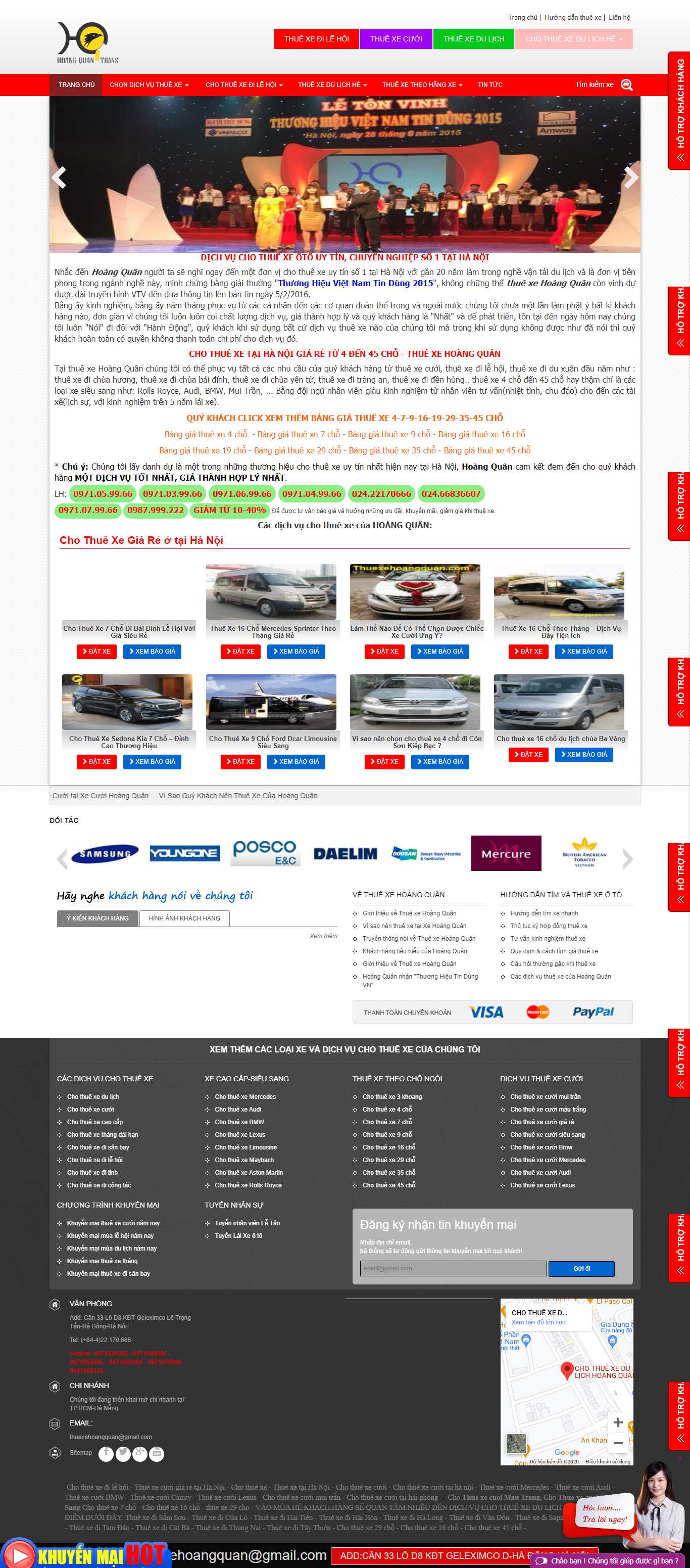 Thiết kế Web thuê xe du lịch thuexehoangquan.com