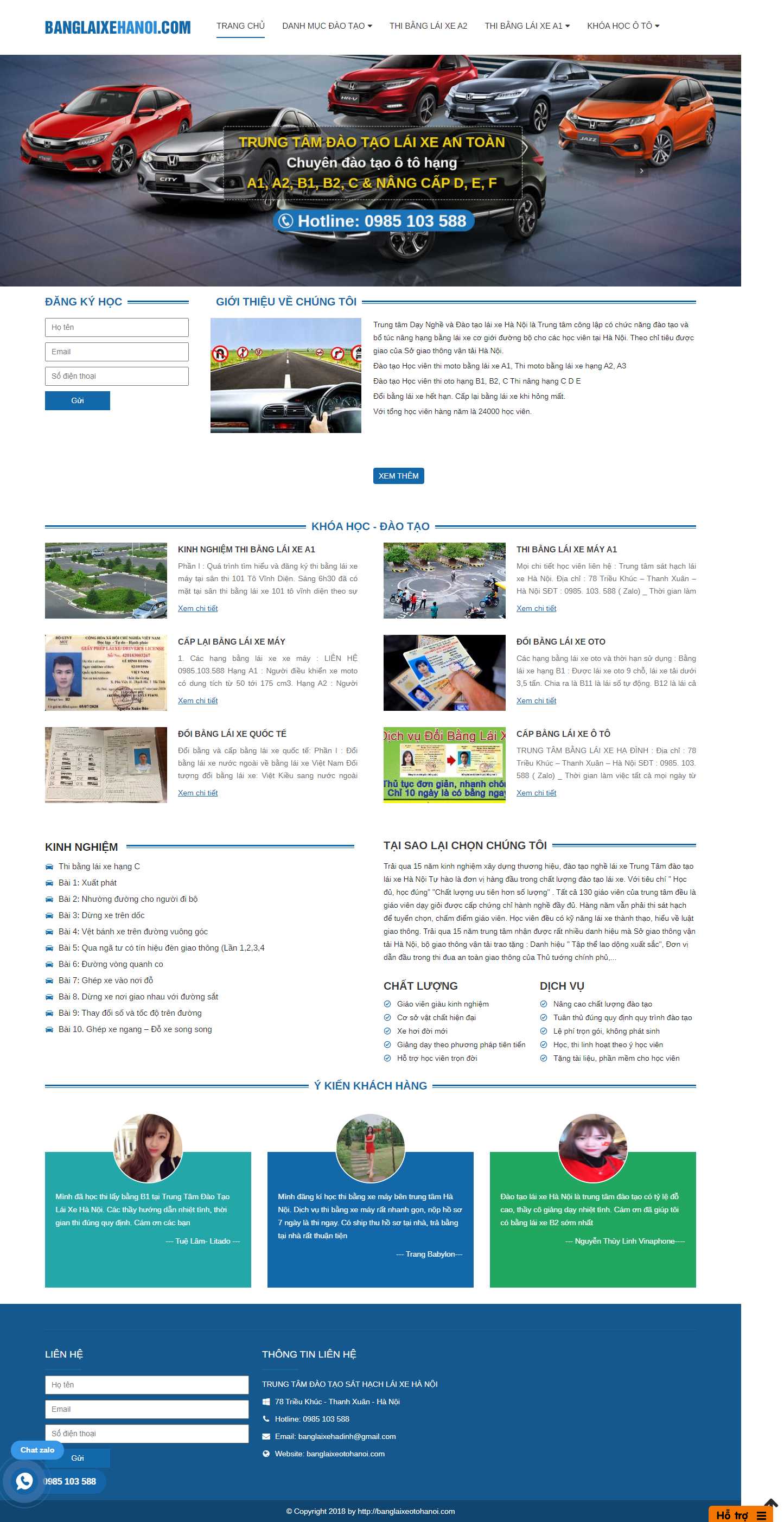 Thiết kế Web trường dạy nghề - đào tạo nghề banglaixeotohanoi.com