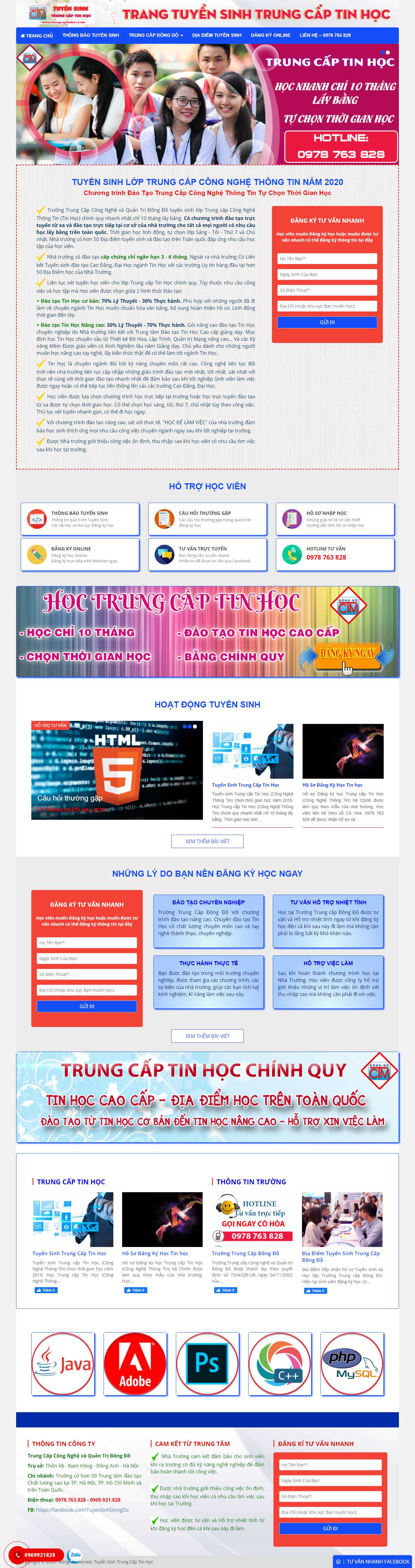 Thiết kế Web trường dạy nghề - đào tạo nghề trungcaptinhoc.com