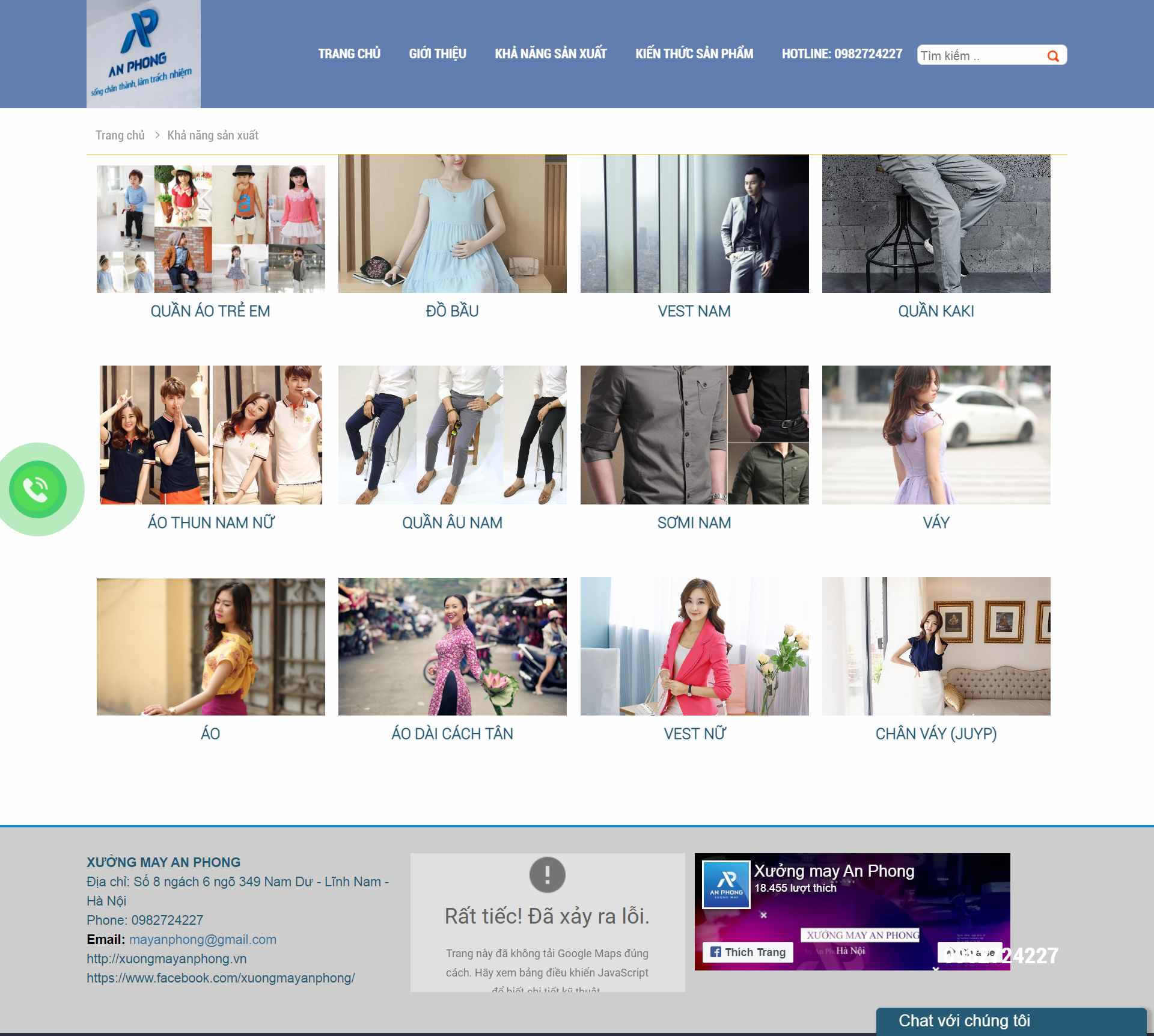 Thiết kế Web xưởng may xuongmayanphong.vn