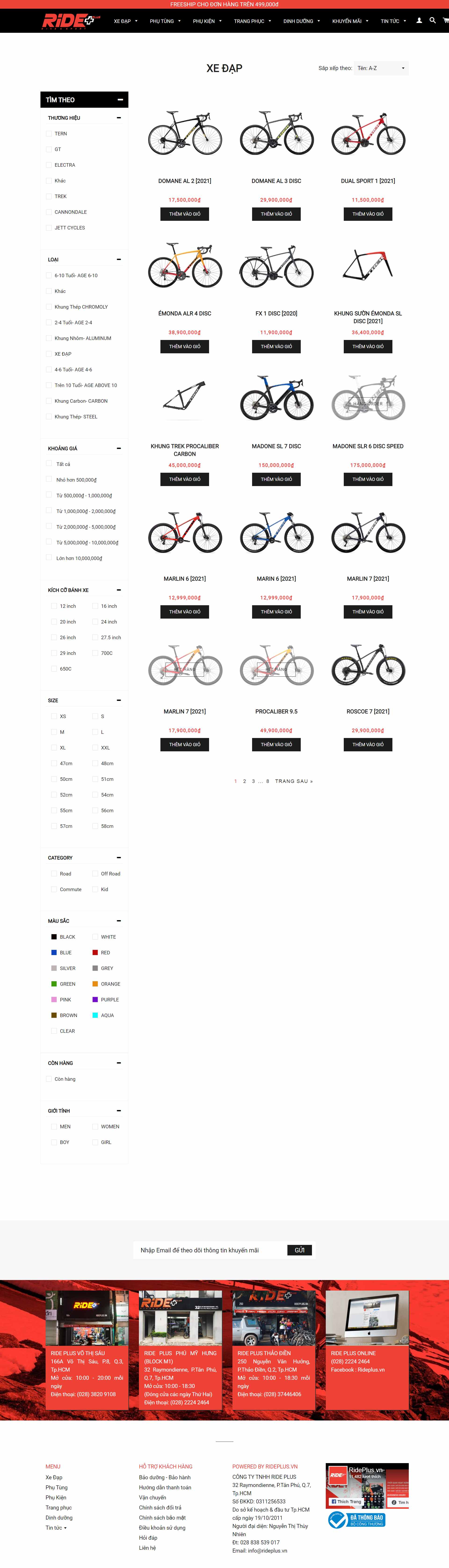 Thiết kế Web xe đạp rideplus.vn