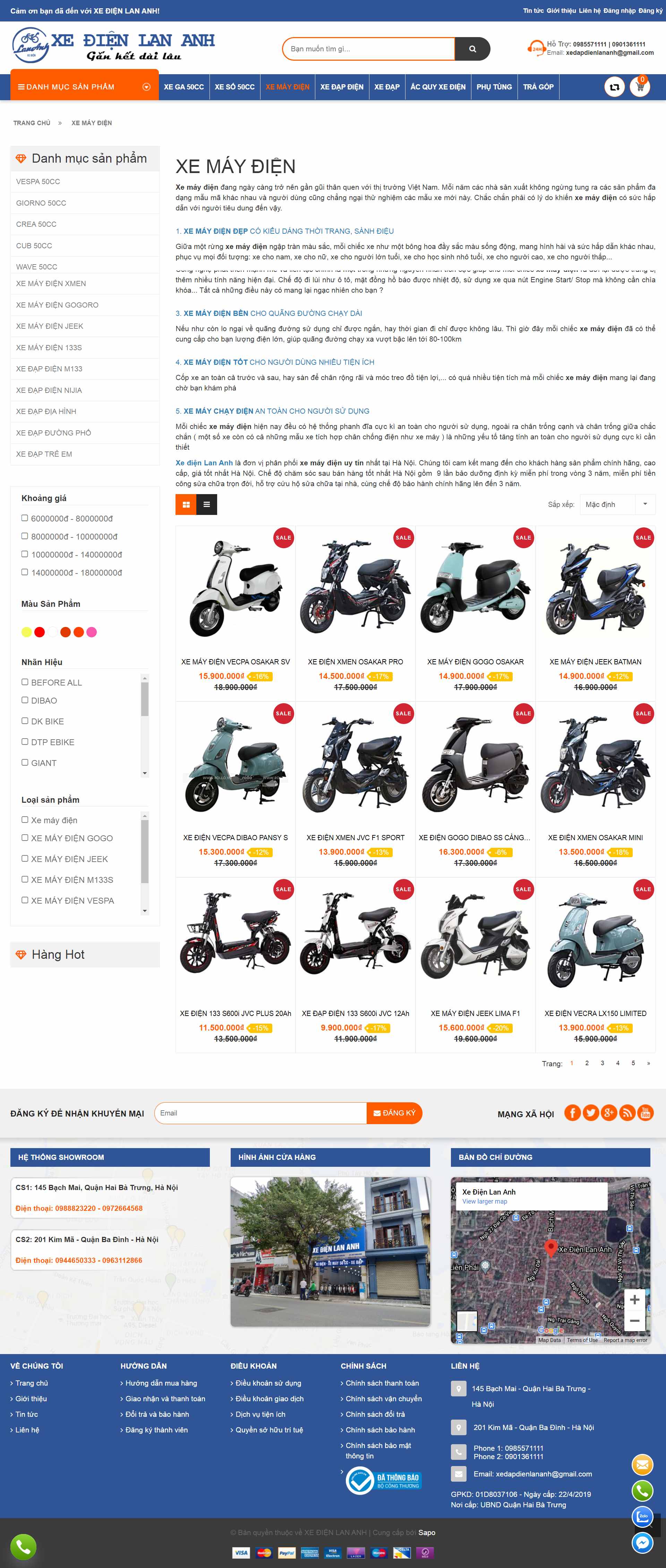 Thiết kế Web xe điện xedienlananh.vn