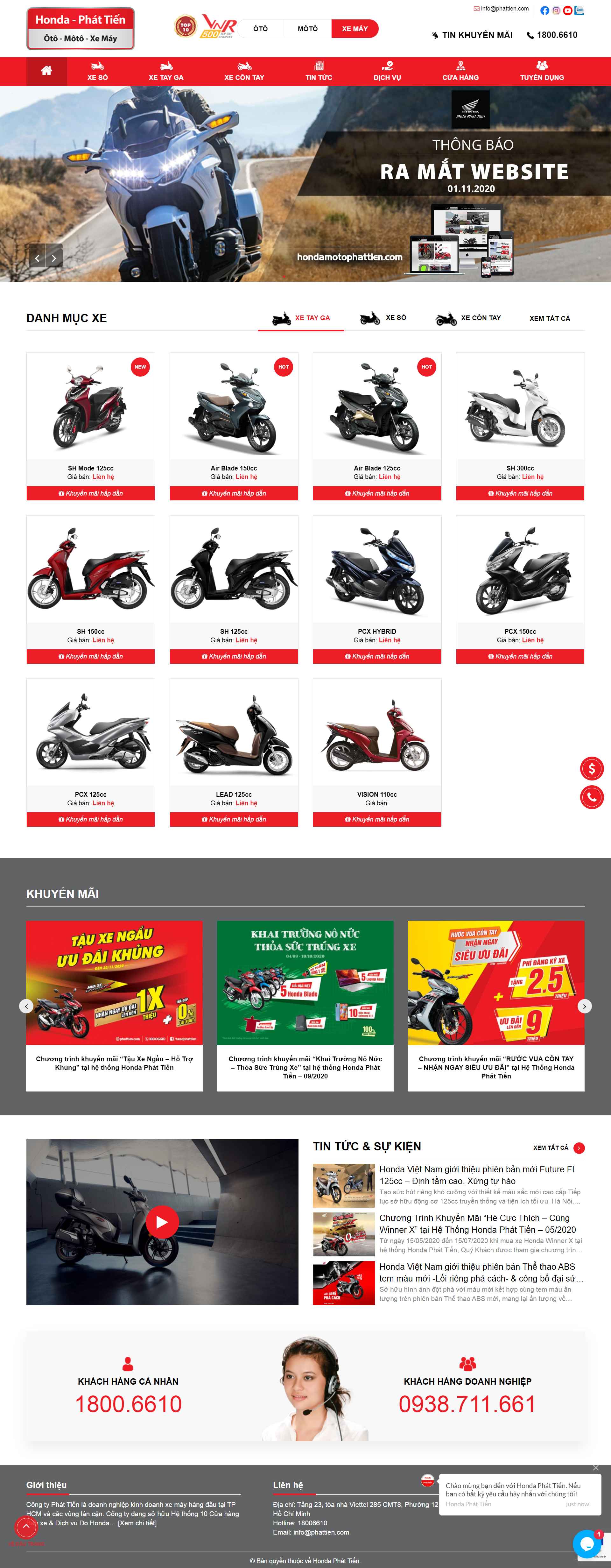 Thiết kế Web xe máy phattien.com