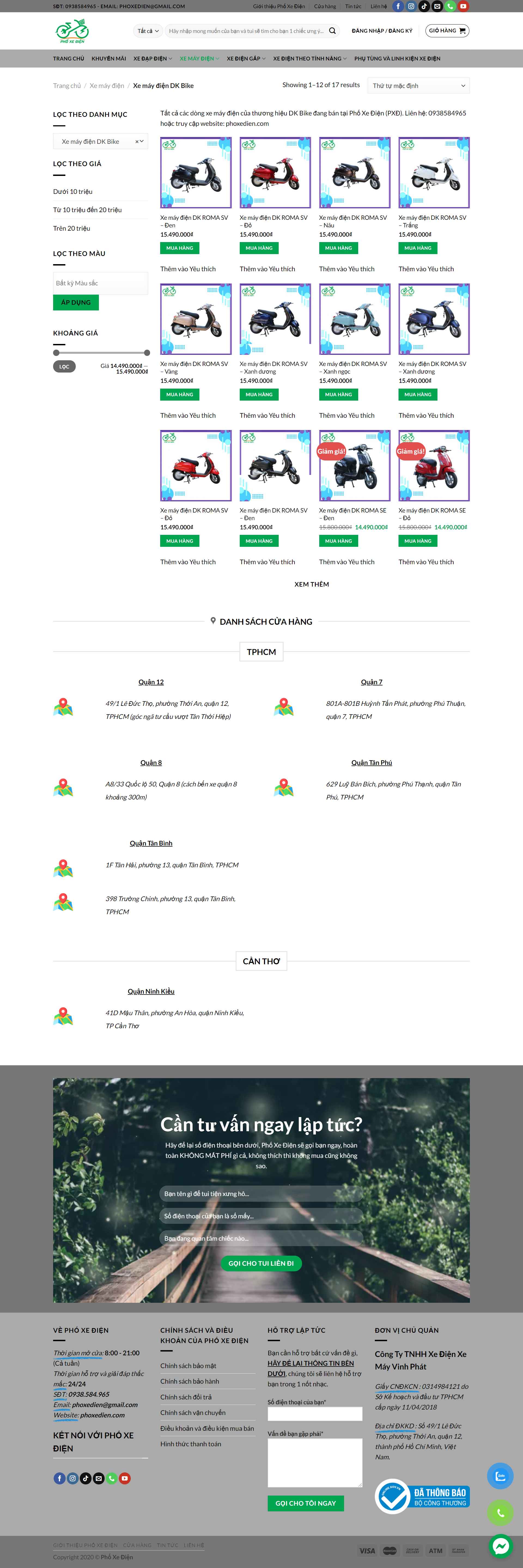 Thiết kế Web xe máy điện phoxedien.com