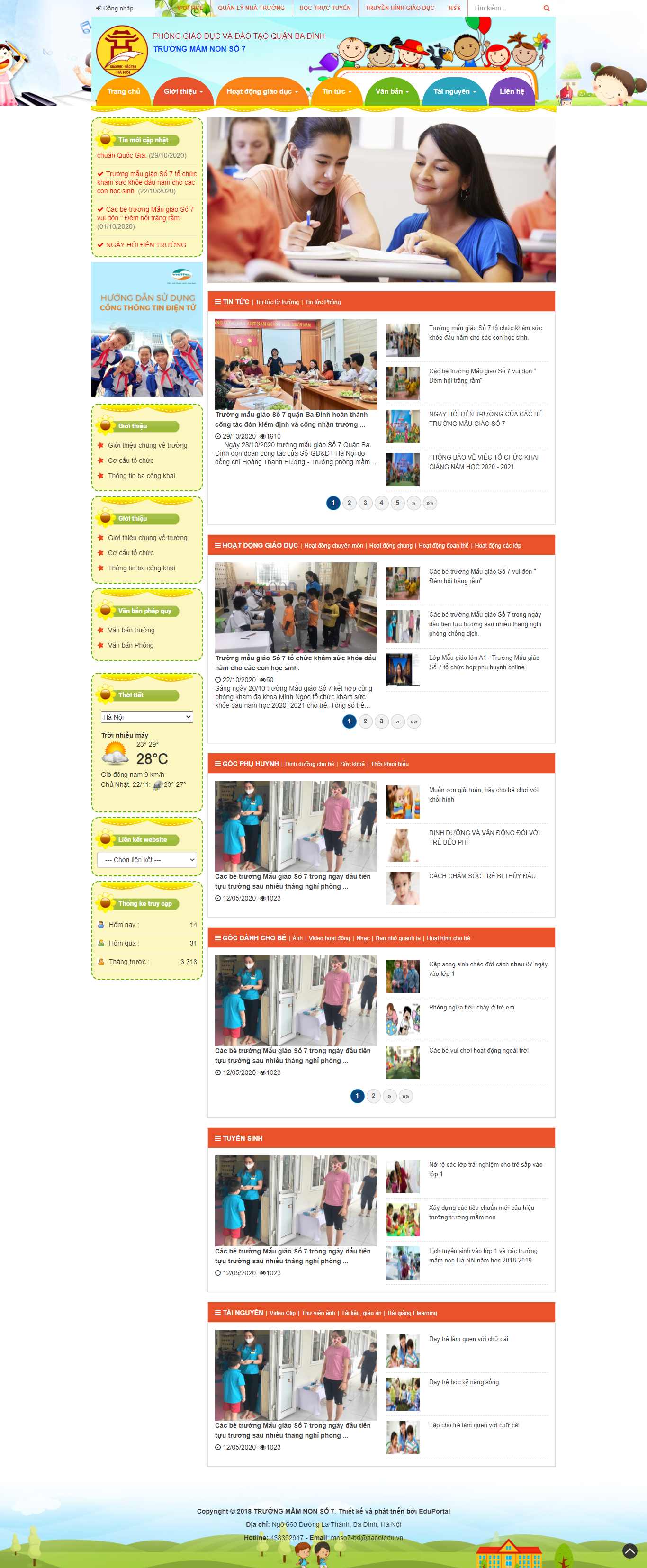 Thiết kế Web trường mẫu giáo mgso7-bd.edu.vn