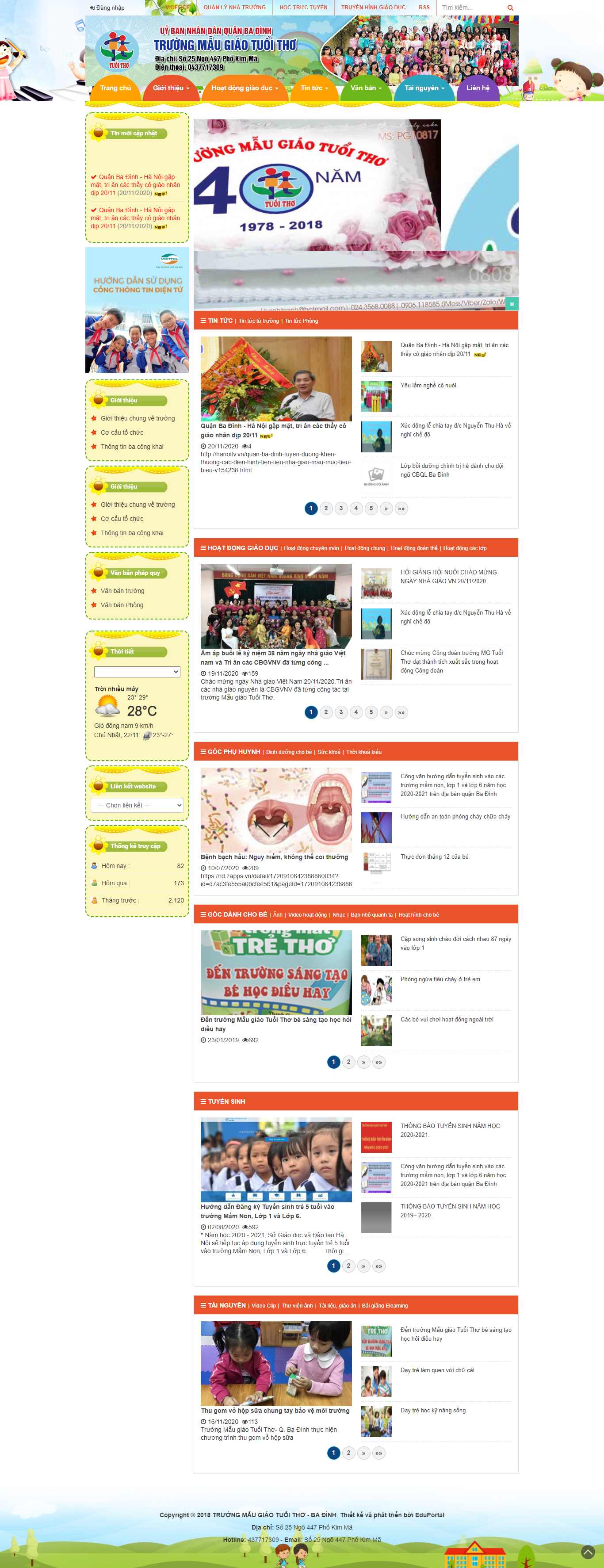 Thiết kế Web trường mẫu giáo mgtuoitho-bd.edu.vn