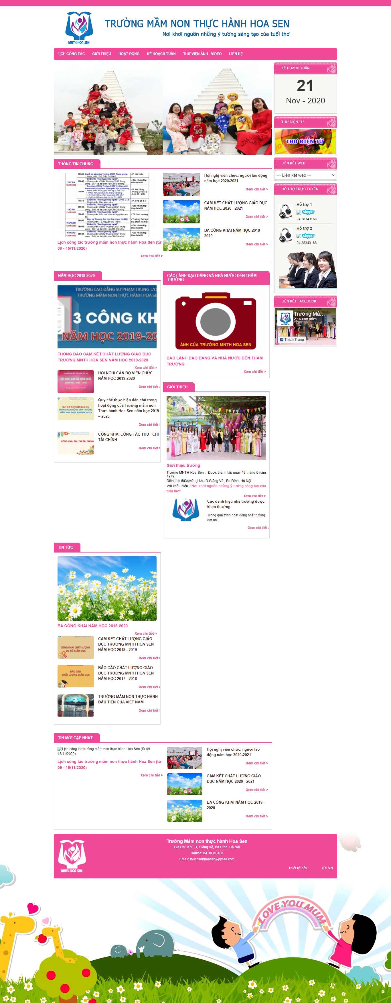 Thiết kế Web trường mẫu giáo mamnonthuchanhhoasen.edu.vn