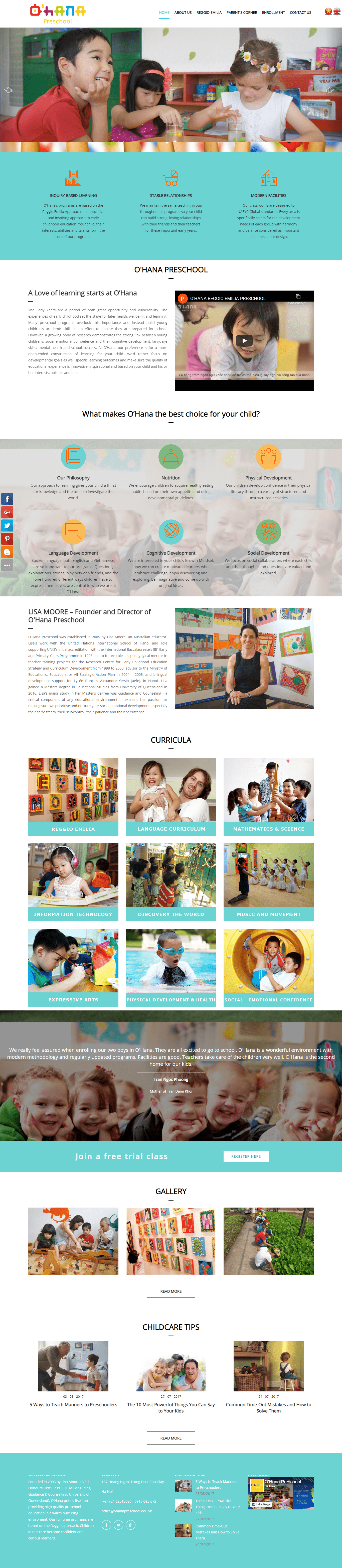 Thiết kế Web trường mẫu giáo ohanapreschool.edu.vn