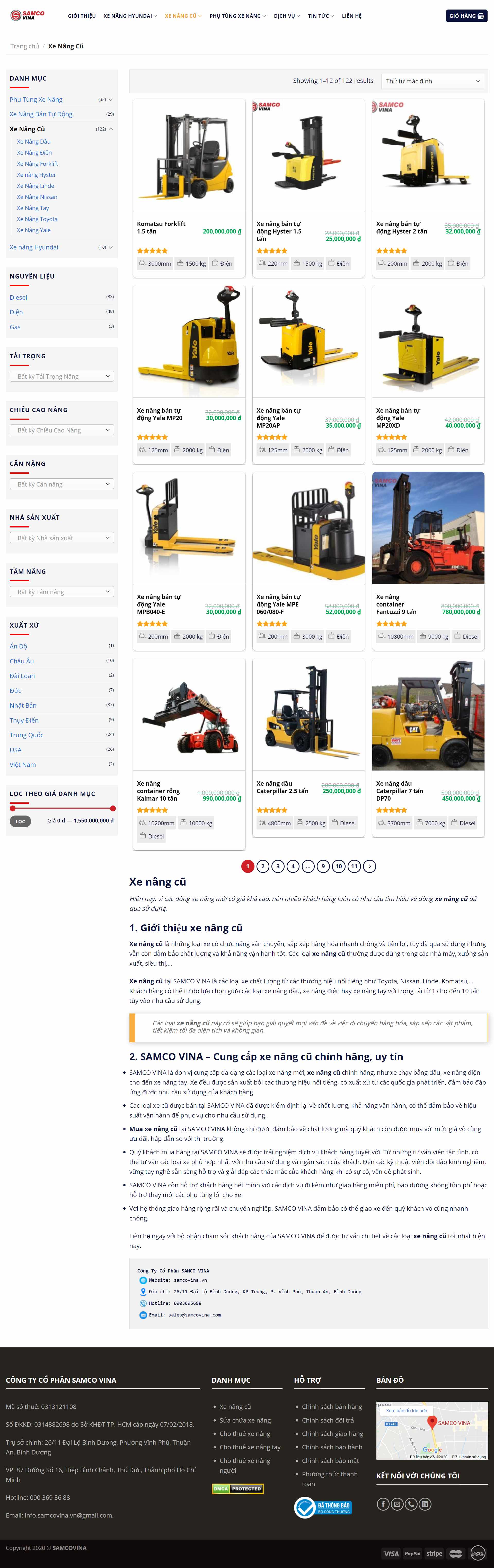 Thiết kế Web xe nâng samcovina.vn