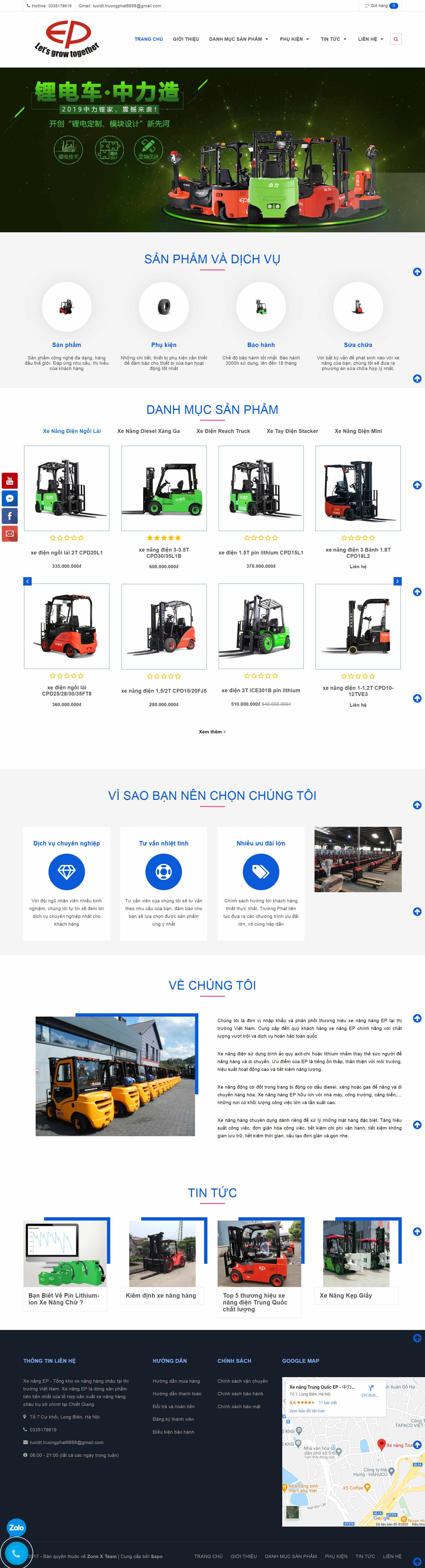 Thiết kế Web xe nâng hàng xenanghangchau.com.vn