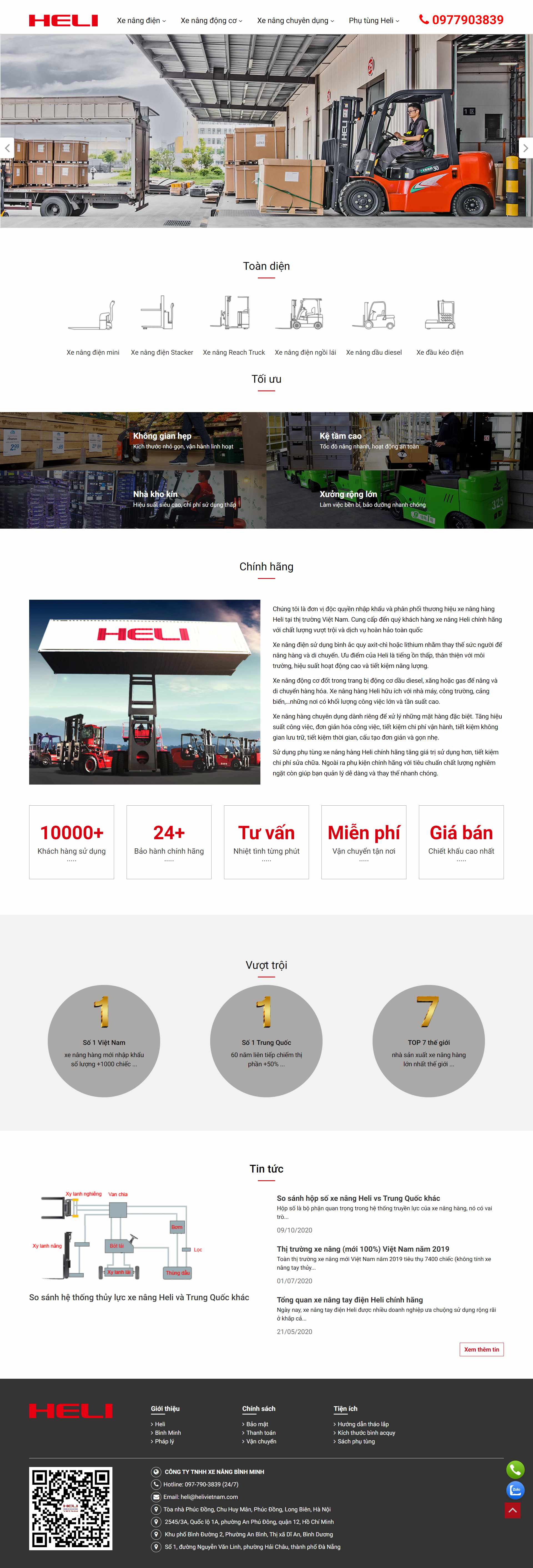 Thiết kế Web xe nâng hàng xenangheli.com