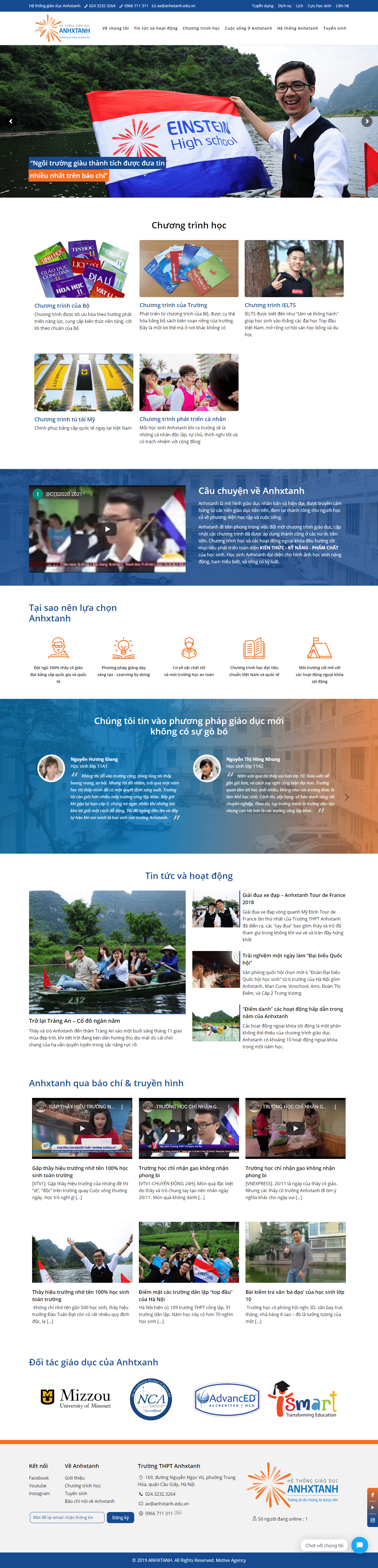 Thiết kế Web trường phổ thông anhxtanh.edu.vn