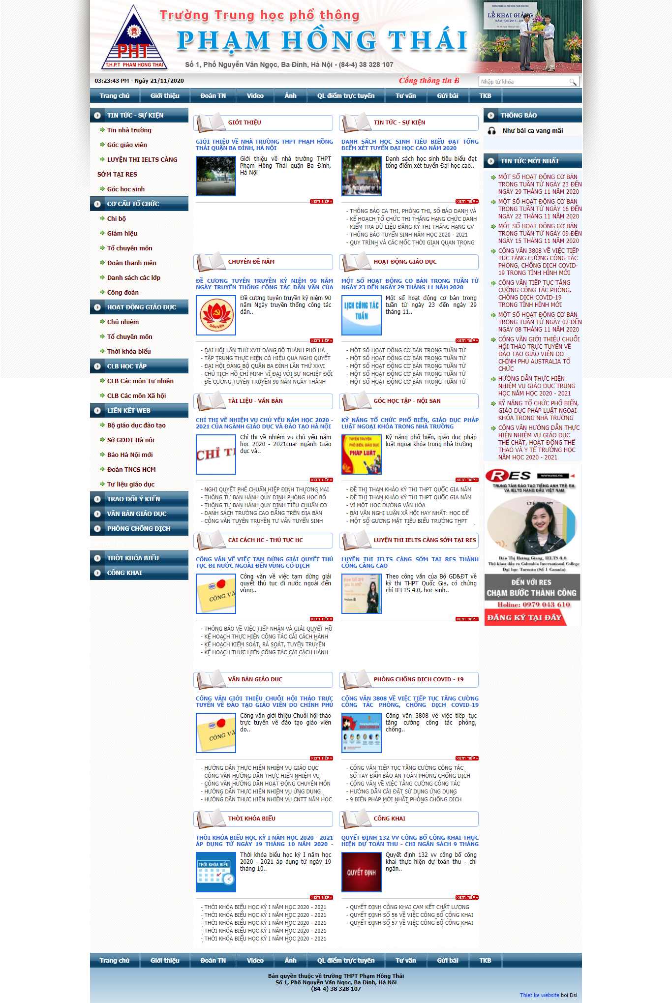 Thiết kế Web trường phổ thông thpt-phamhongthai.edu.vn