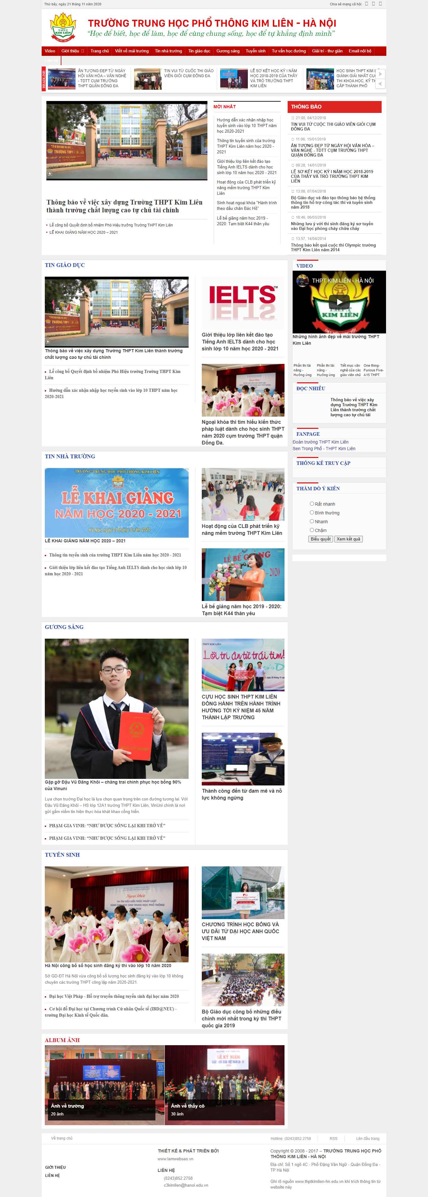 Thiết kế Web trường phổ thông thptkimlien-hanoi.edu.vn