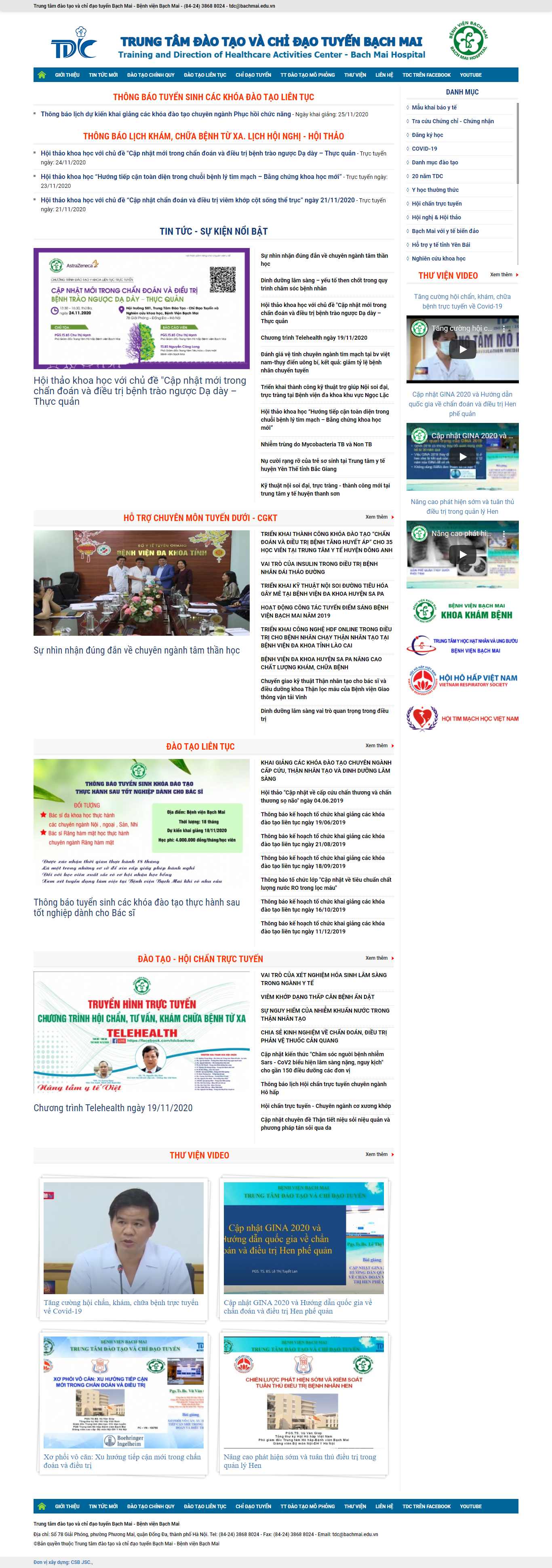 Thiết kế Web trung tâm đào tạo bachmai.edu.vn