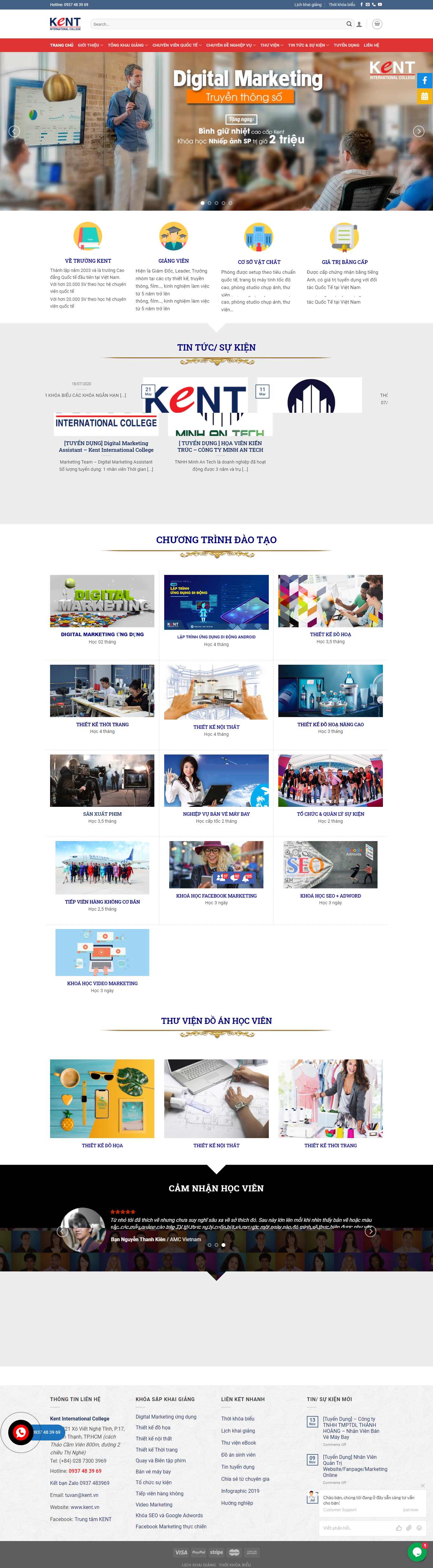 Thiết kế Web trung tâm đào tạo kent.vn