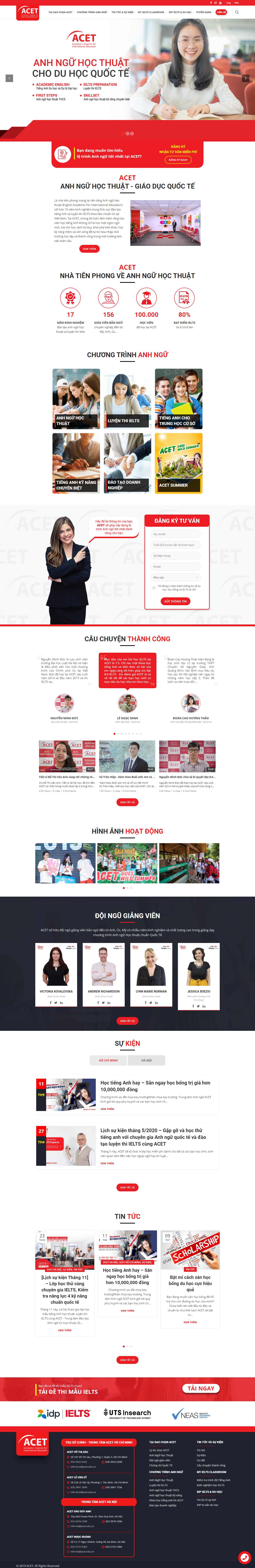 Thiết kế Web trung tâm anh ngữ acet.edu.vn
