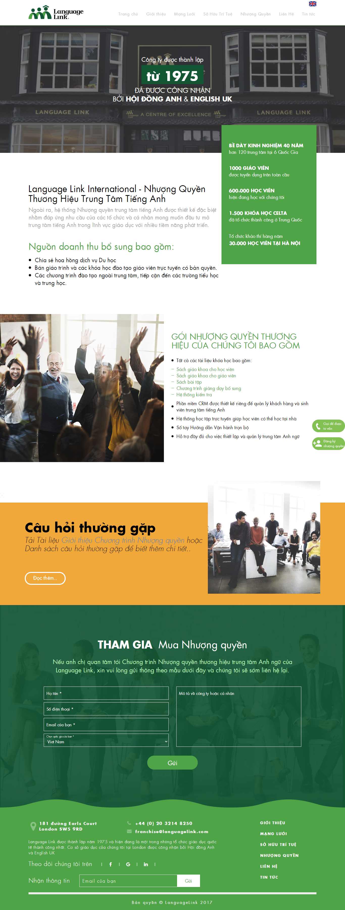 Thiết kế Web trung tâm anh ngữ languagelink.com