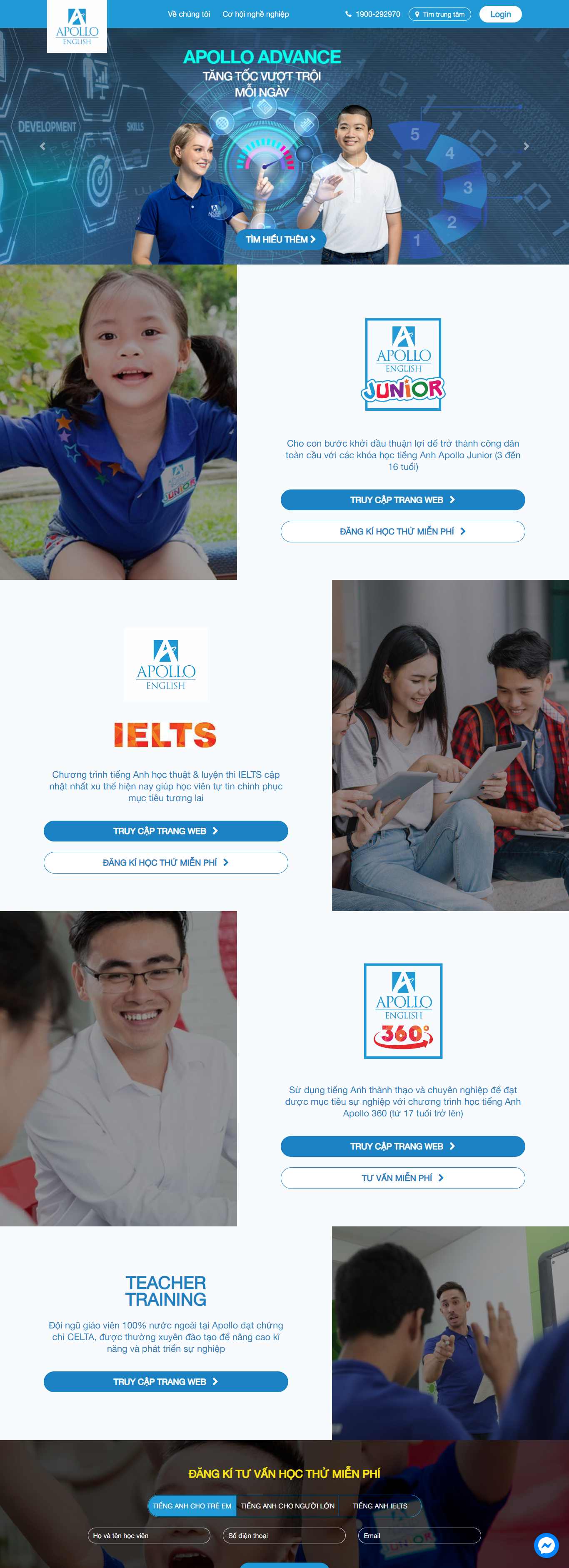 Thiết kế Web trung tâm anh ngữ apollo.edu.vn