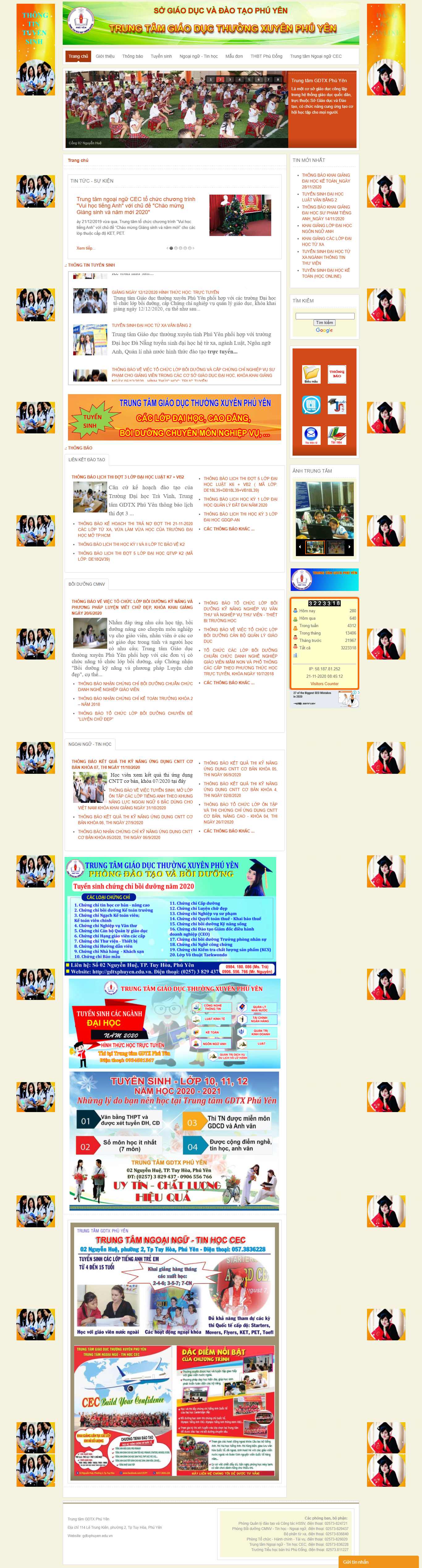 Thiết kế Web trung tâm giáo dục thường xuyên gdtxphuyen.edu.vn