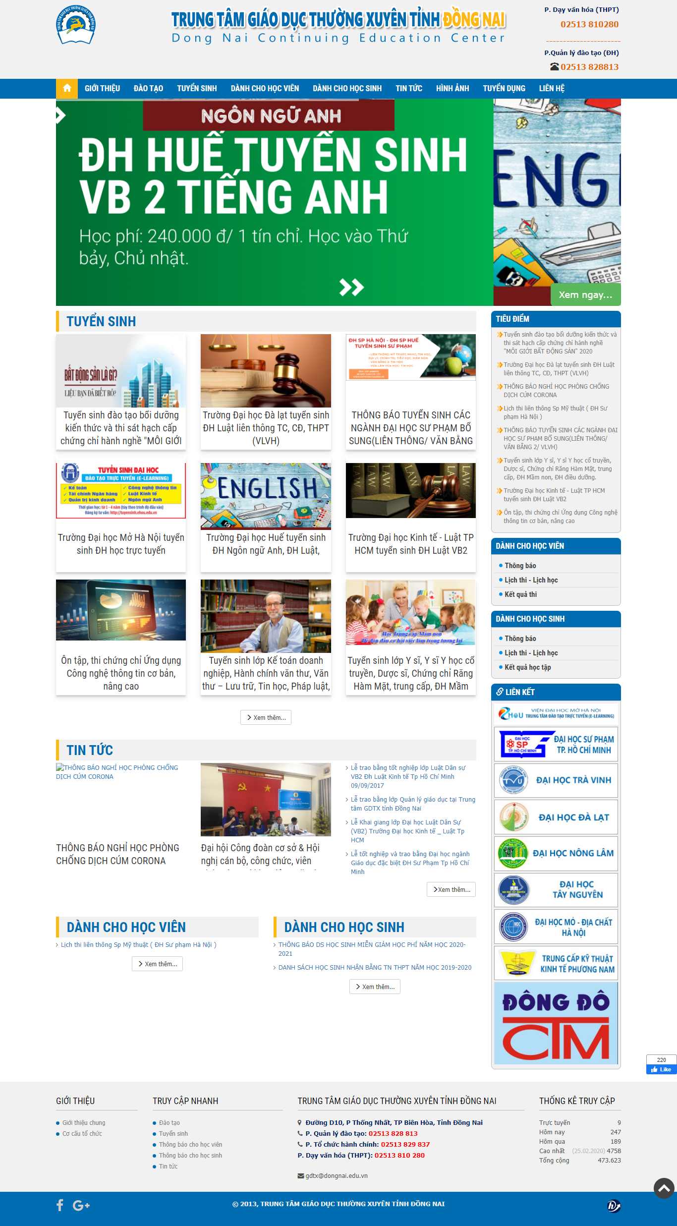 Thiết kế Web trung tâm giáo dục thường xuyên gdtxdongnai.edu.vn