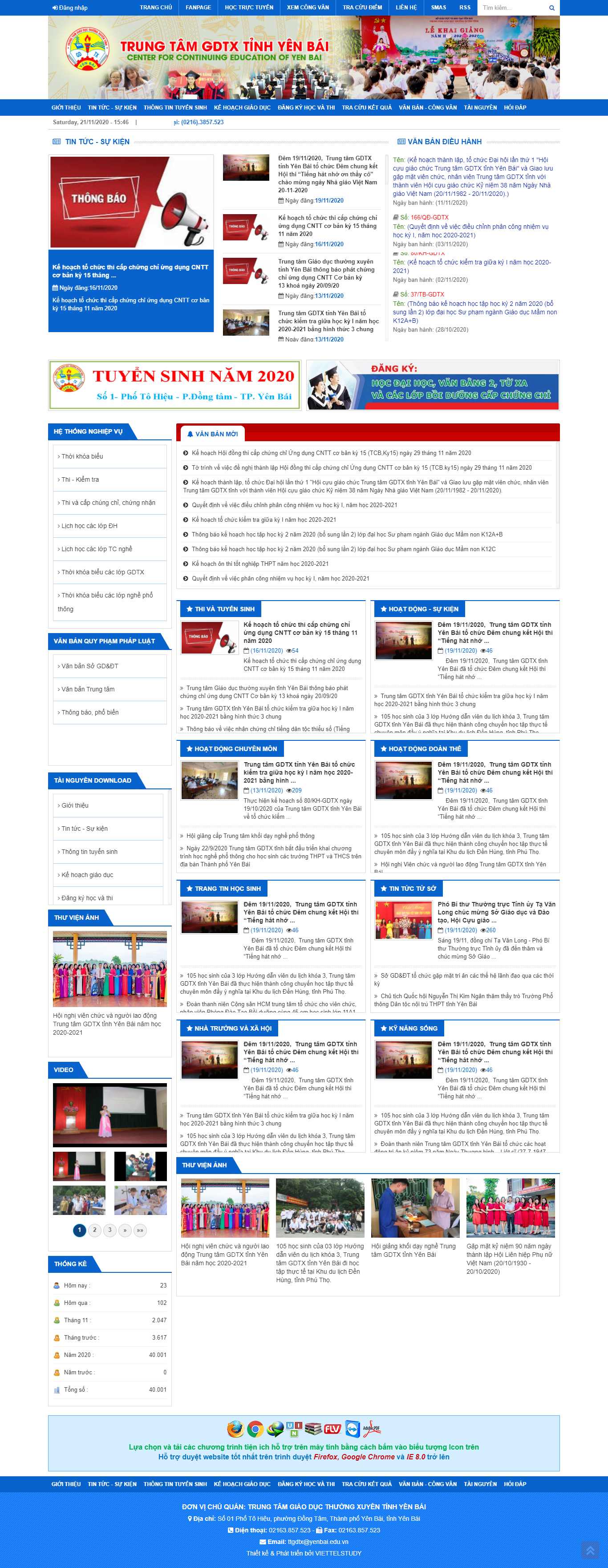 Thiết kế Web trung tâm giáo dục thường xuyên gdtxyenbai.edu.vn