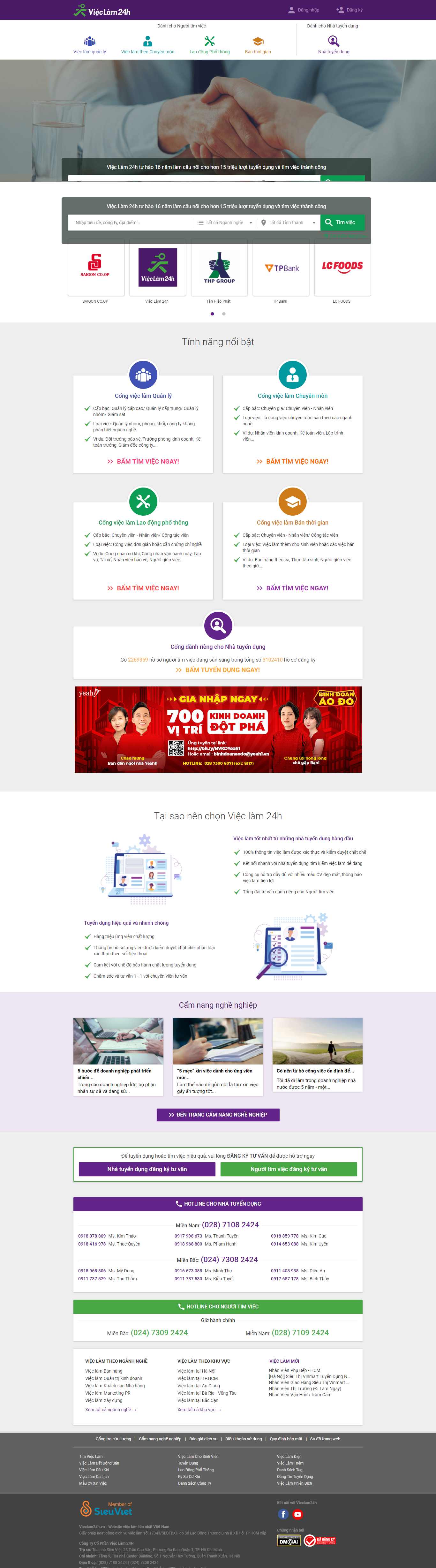 Thiết kế Web tuyển dụng lao động vieclam24h.vn