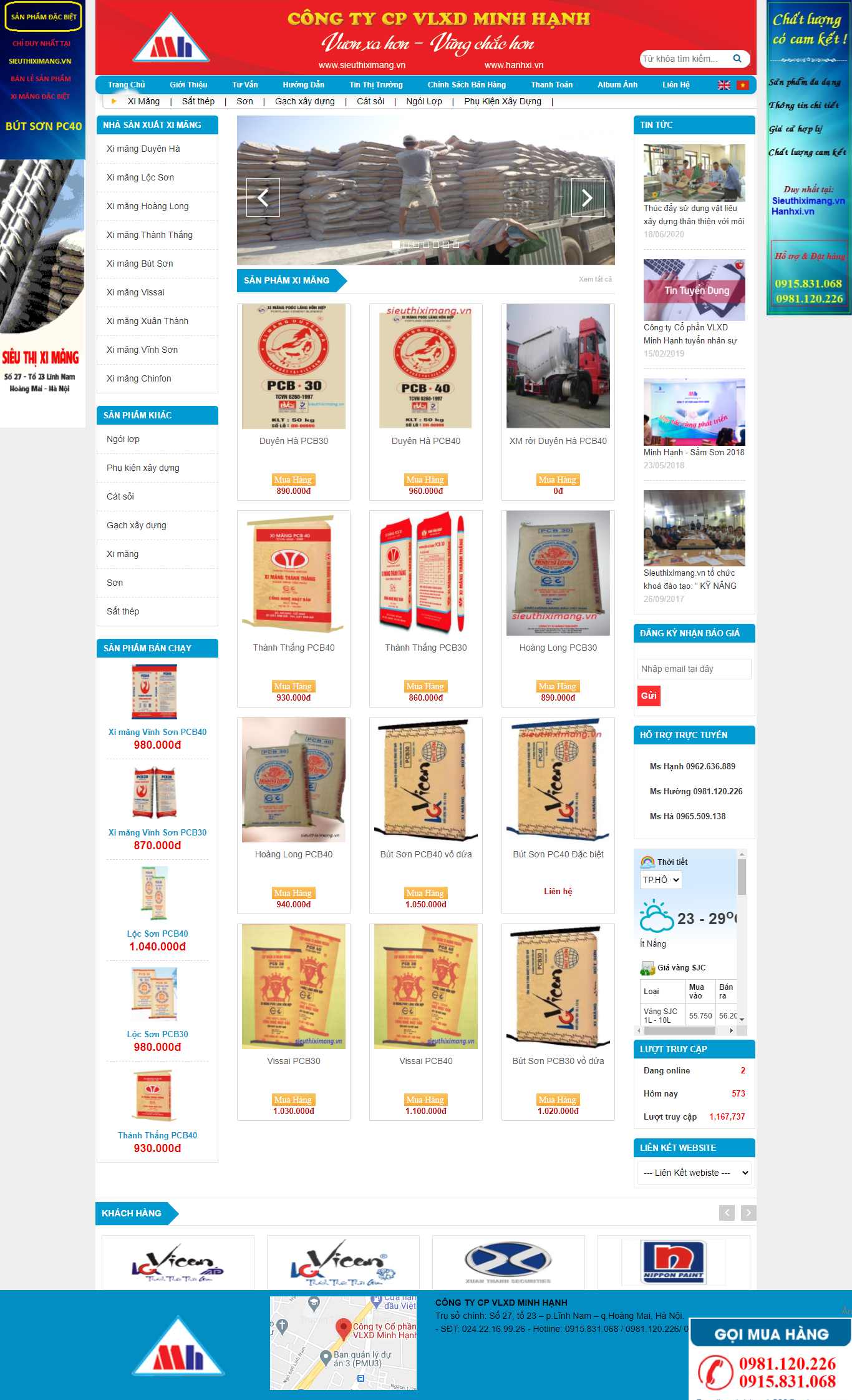 Thiết kế Web xi măng sieuthiximang.vn