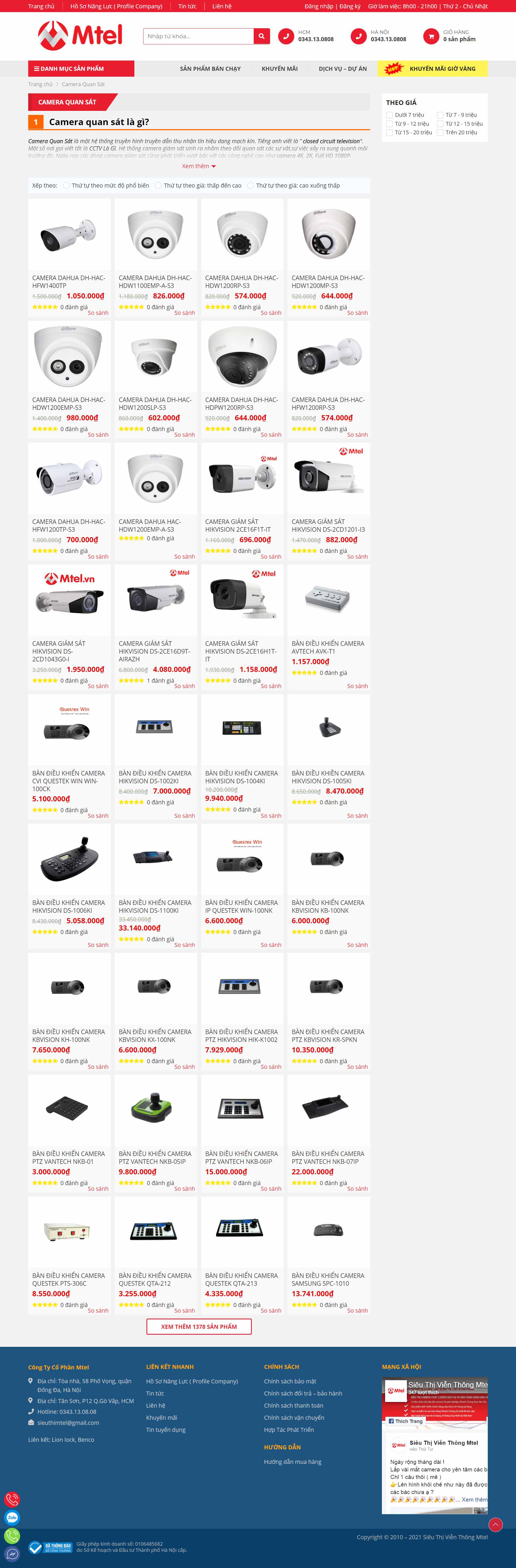 Thiết kế Web camera giám sát mtel.vn