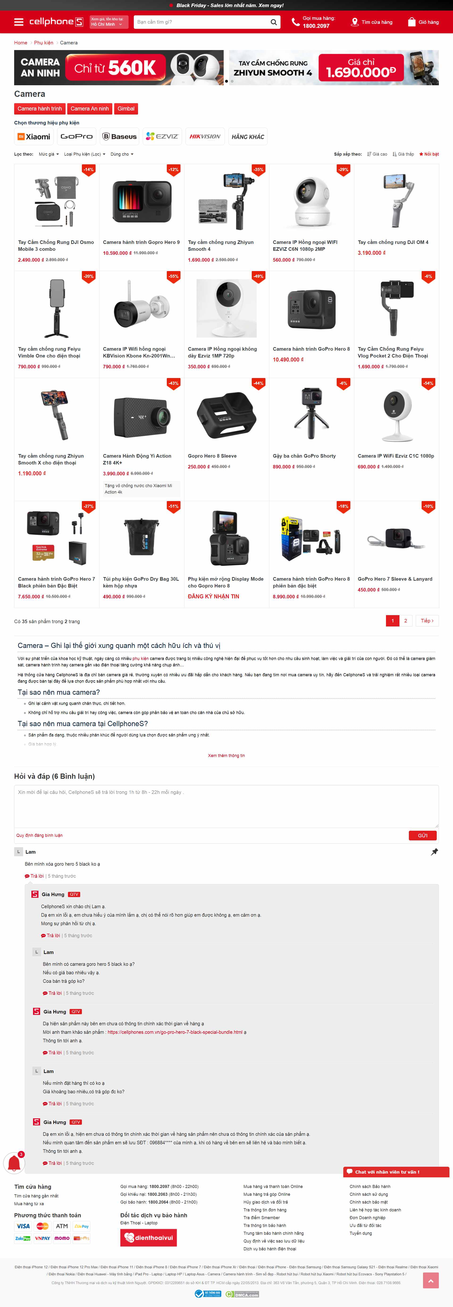 Thiết kế Web camera giám sát cellphones.com.vn