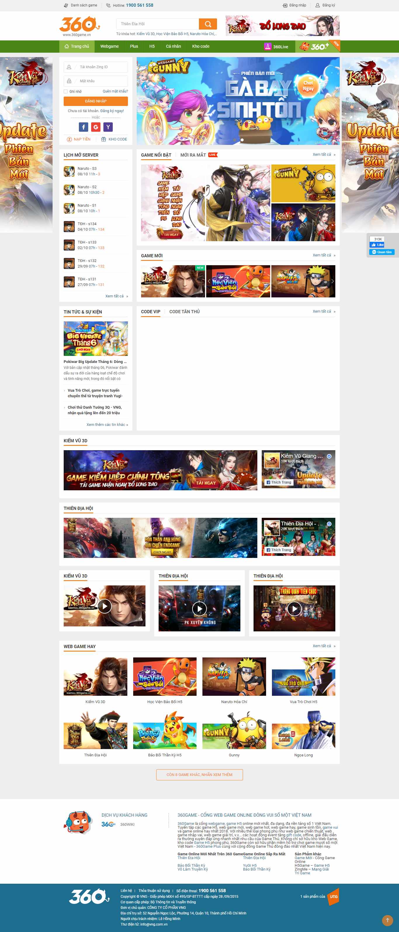 Thiết kế Web chơi game 360game.vn