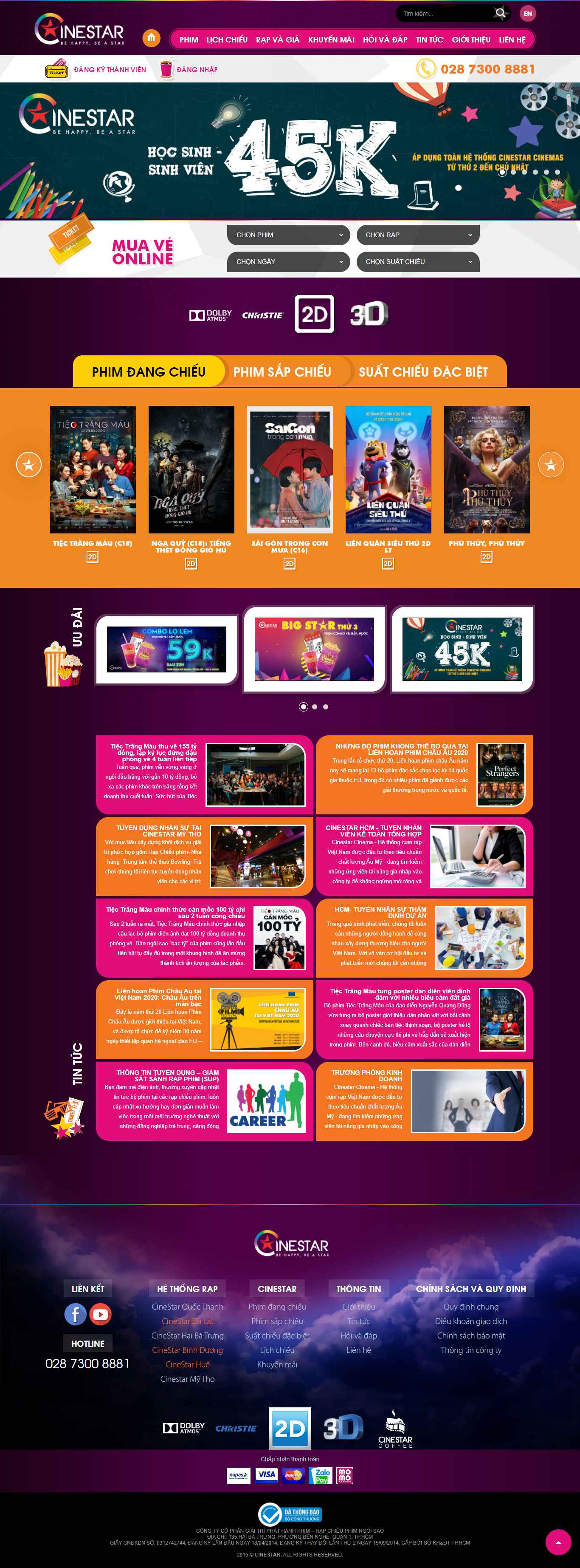 Thiết kế Web phim rạp cinestar.com.vn