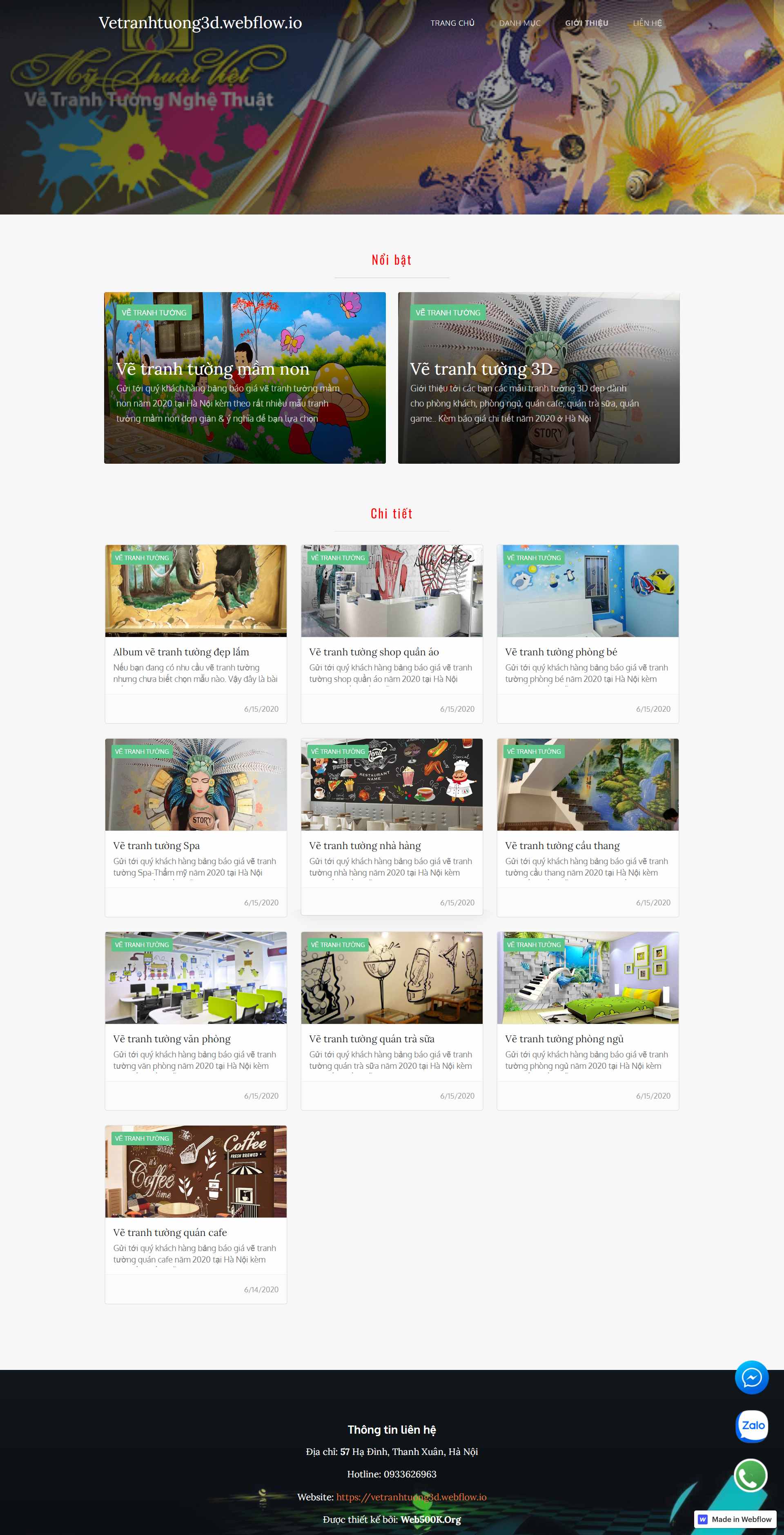 Thiết kế Web vẽ tranh tường vetranhtuong3d.webflow.io