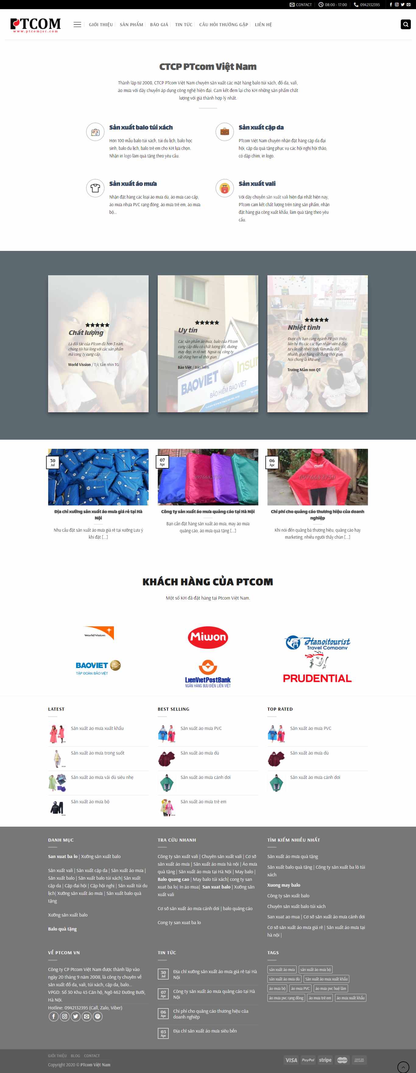 Thiết kế Web bán áo mưa ptcomjsc.com