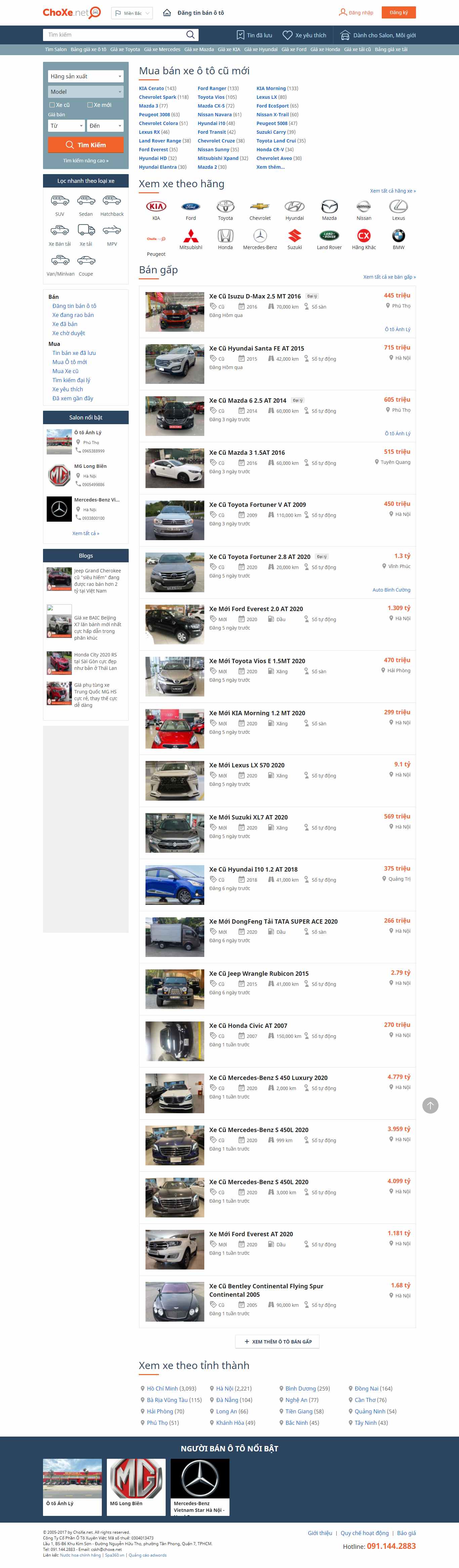 Thiết kế Web ô tô choxe.net