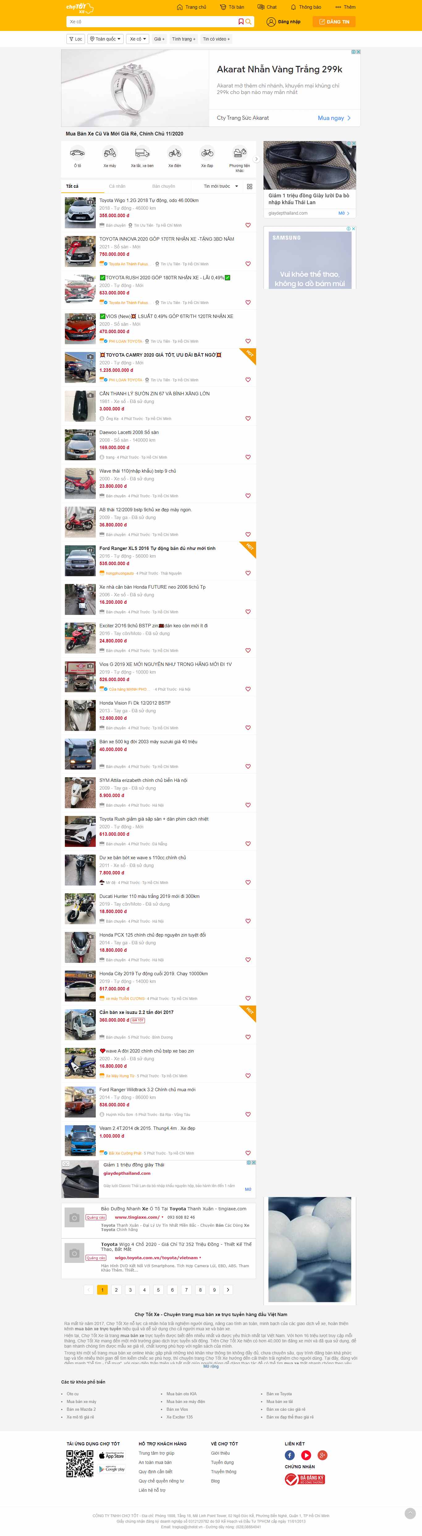 Thiết kế Web ô tô xe.chotot.com