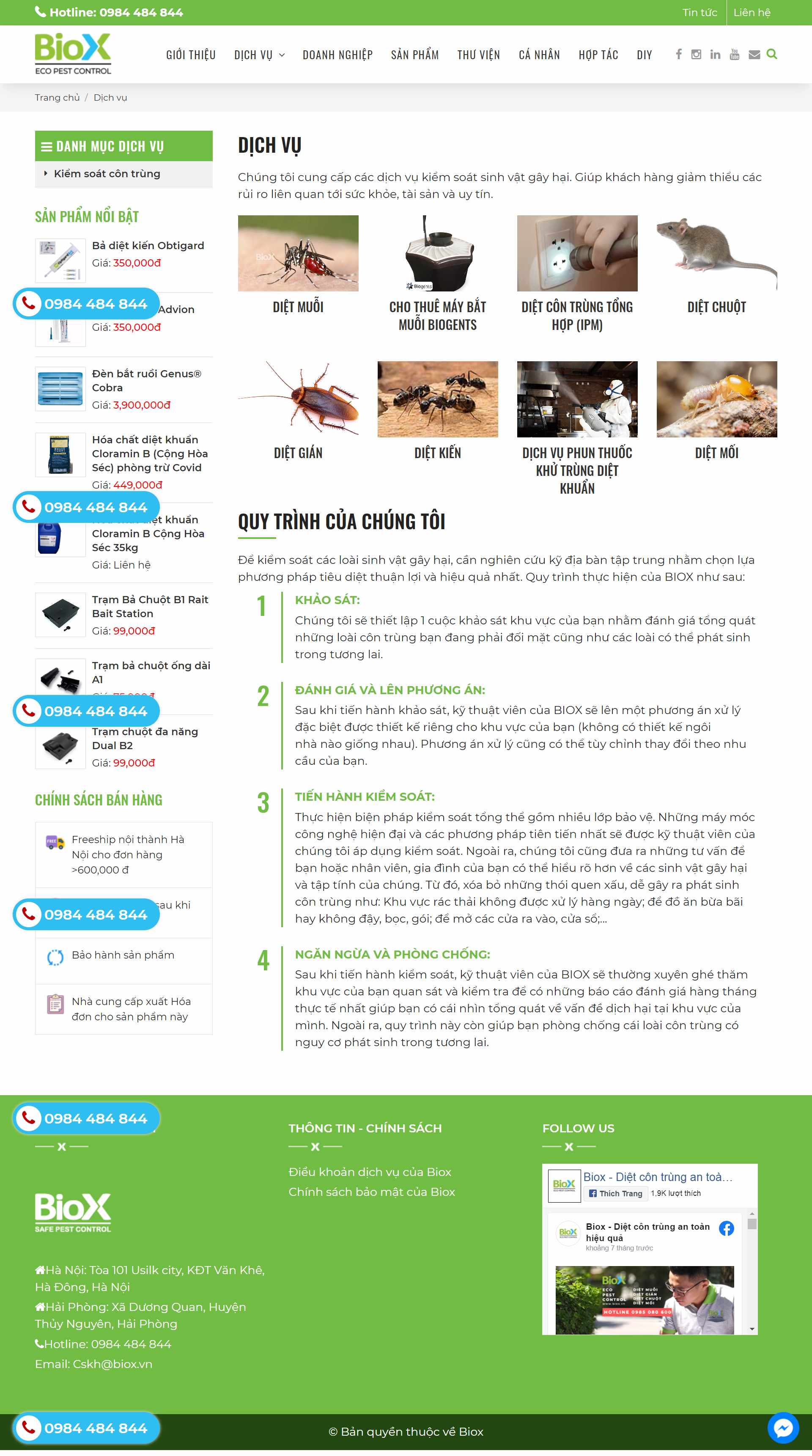 Thiết kế Web công ty diệt muỗi biox.vn