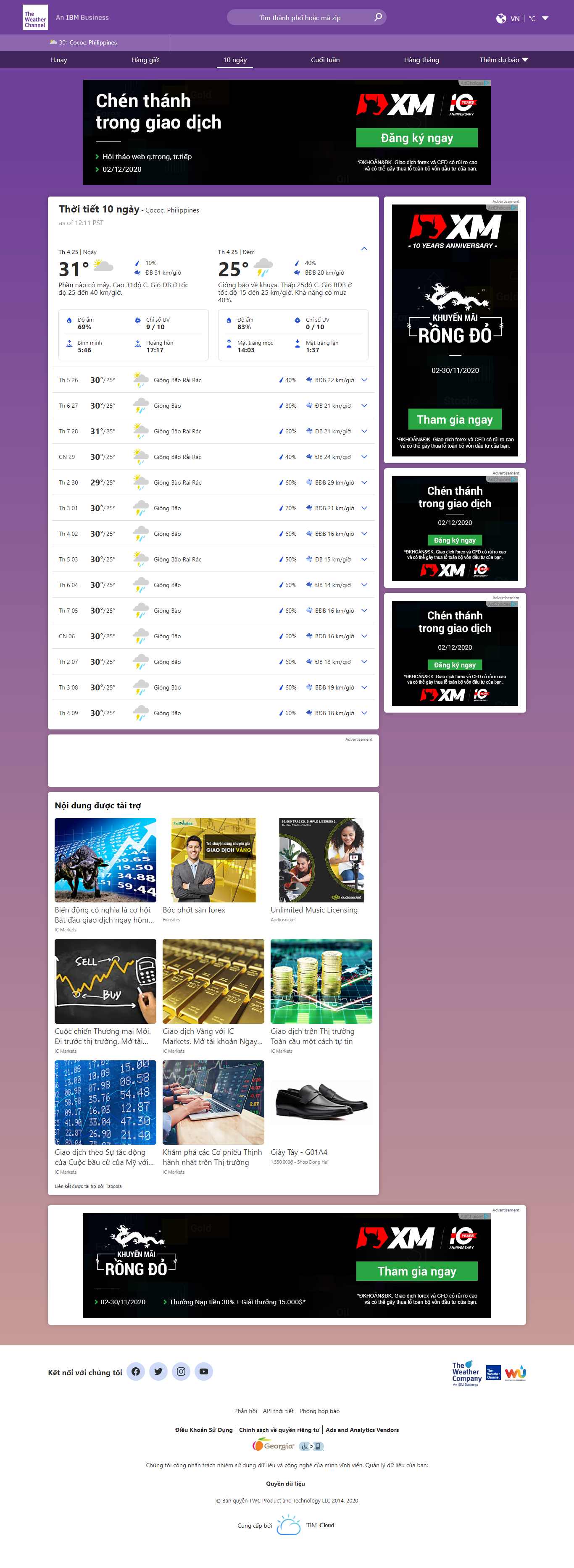 Thiết kế Web coccoc weather.com